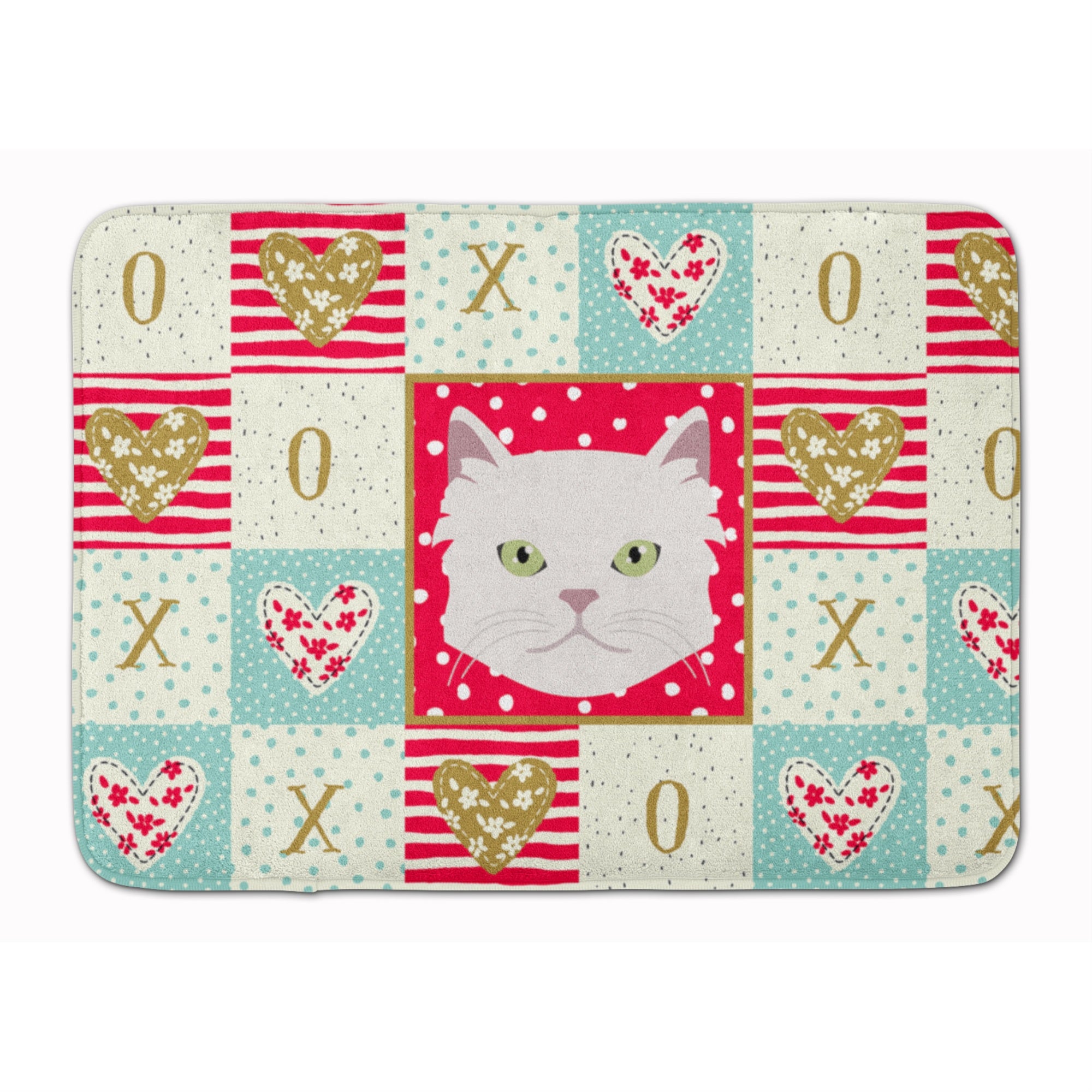 Caroline'S Treasures Asian Semi Longhaired Cat Love Machine Washable Memory Foam Mat Doormats, Multicolor