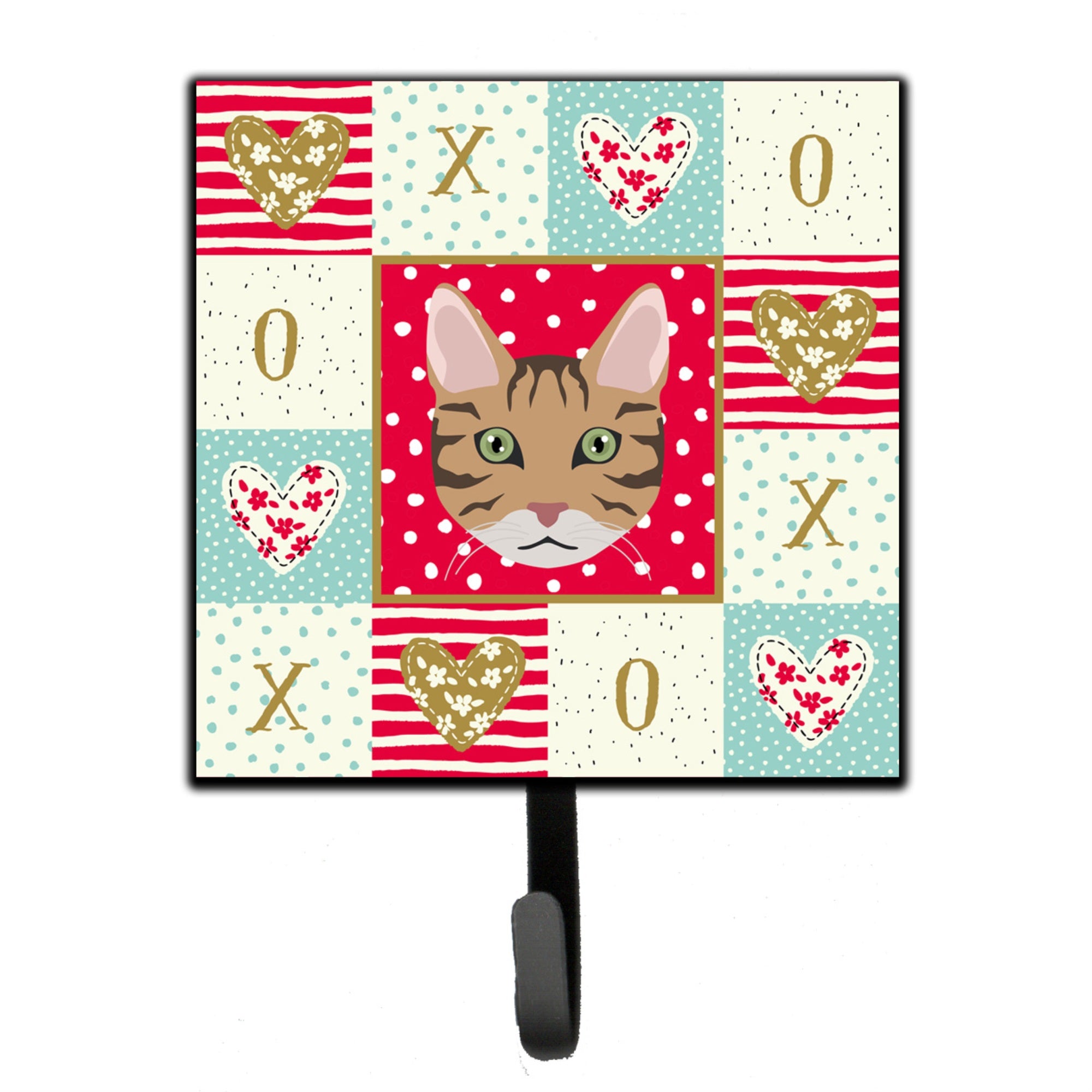Caroline'S Treasures California Spangled Cat Love Leash Or Key Holder Hooks, Multicolor