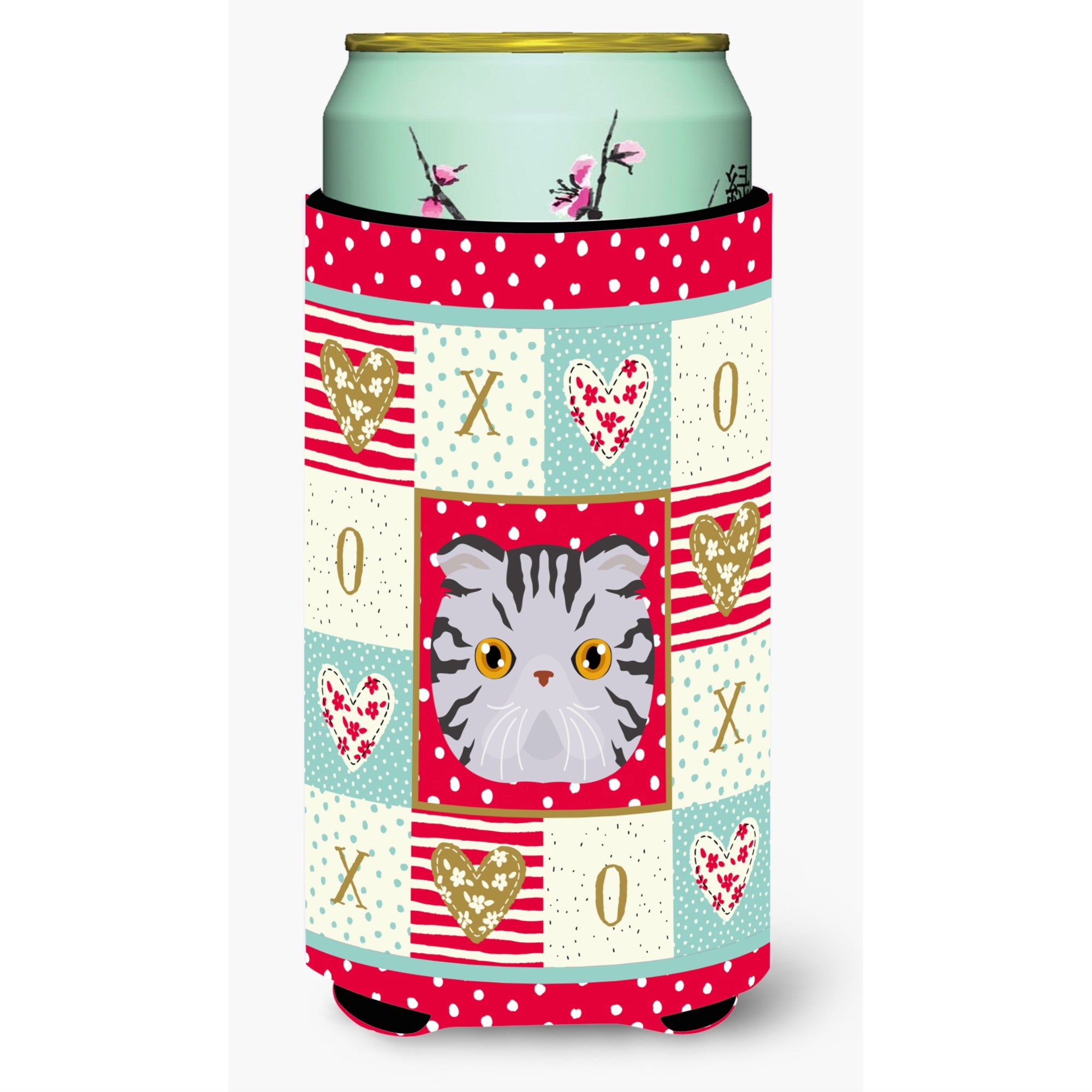 Caroline'S Treasures Ck5118Tbc Foldex Exotic Fold Cat Tall Boy Hugger Cold-Beverage-Koozies, Multicolor