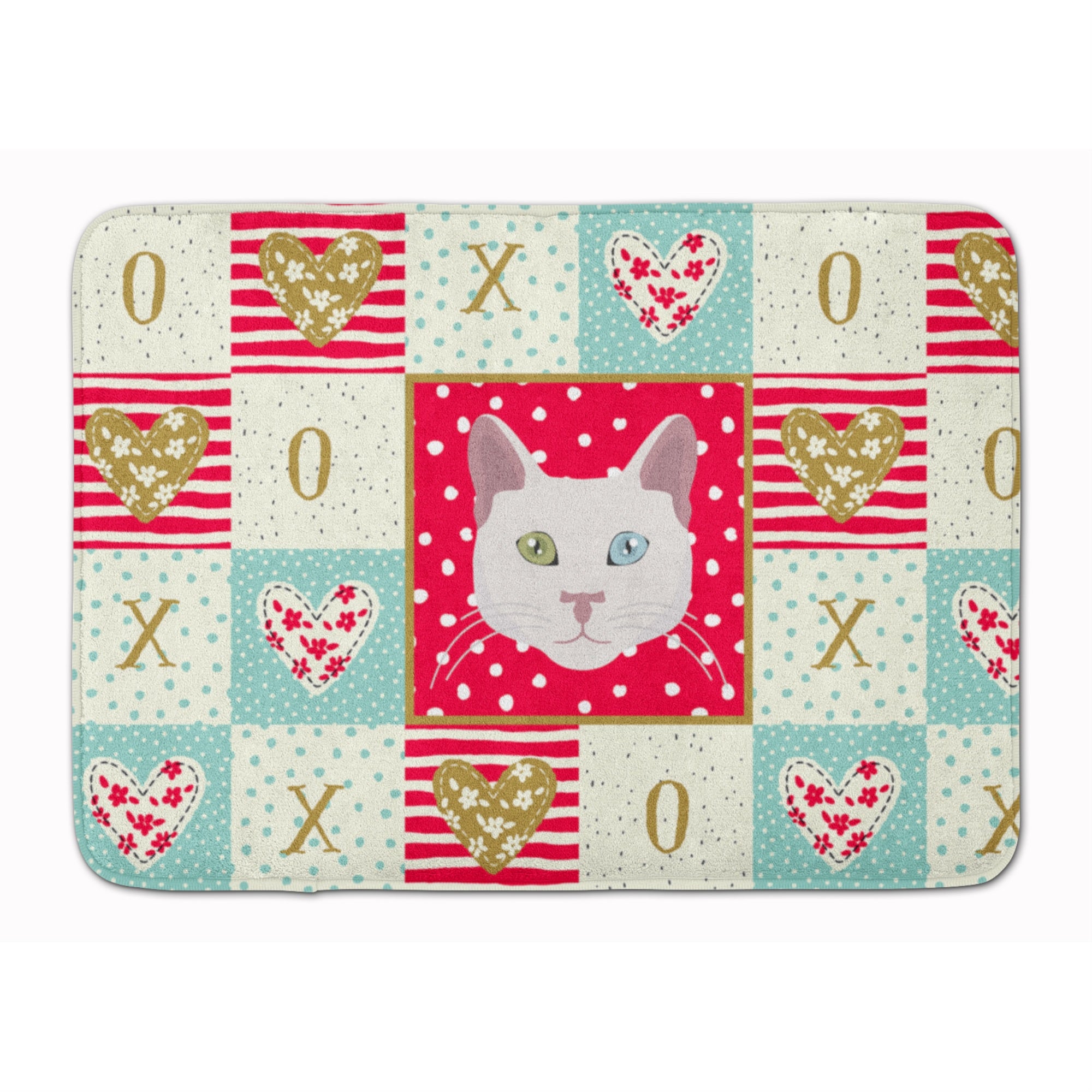 Caroline'S Treasures Khao Manee Cat Love Machine Washable Memory Foam Mat Doormats, Multicolor