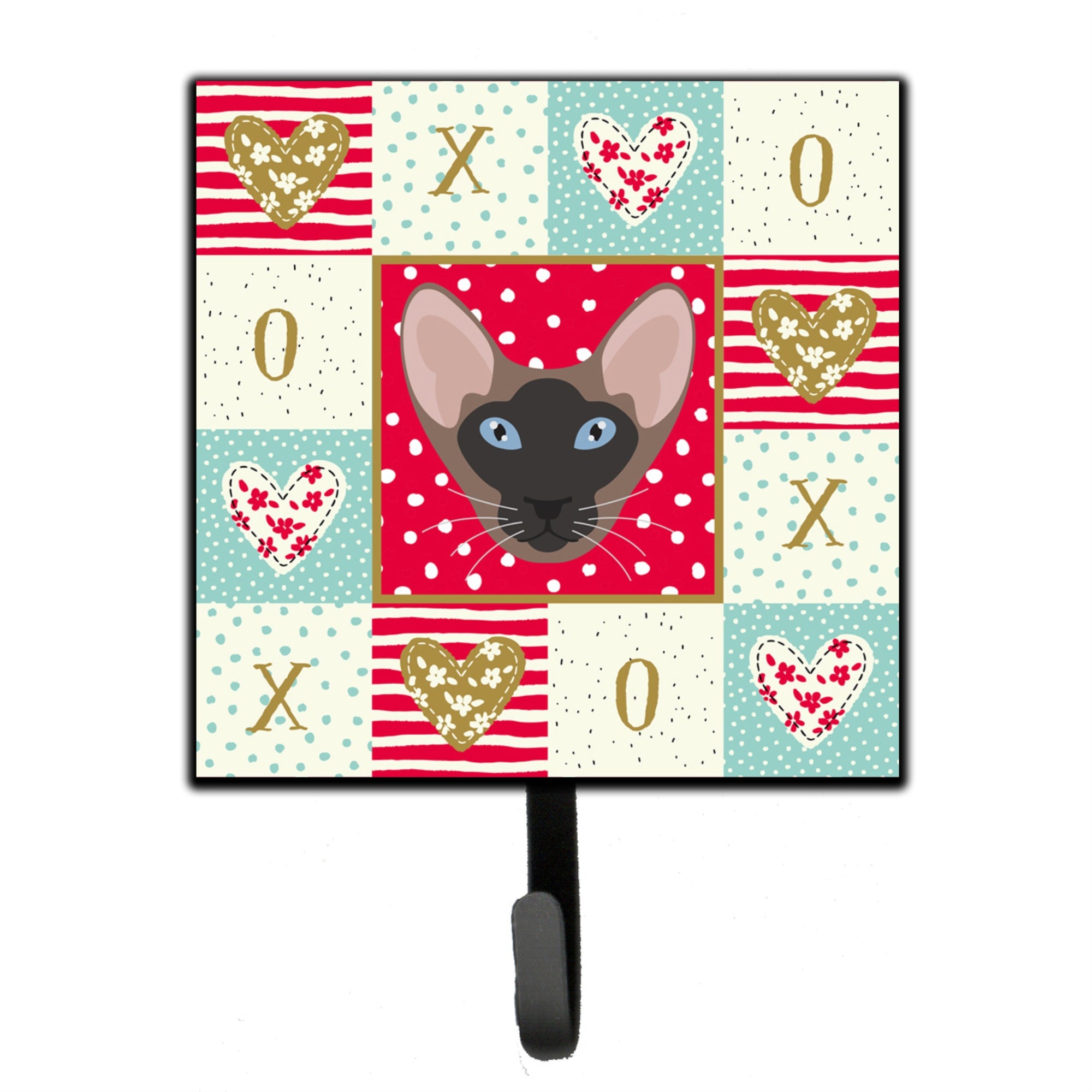 Caroline'S Treasures Oriental Bicolor Cat Love Leash Or Key Holder Hooks, Multicolor