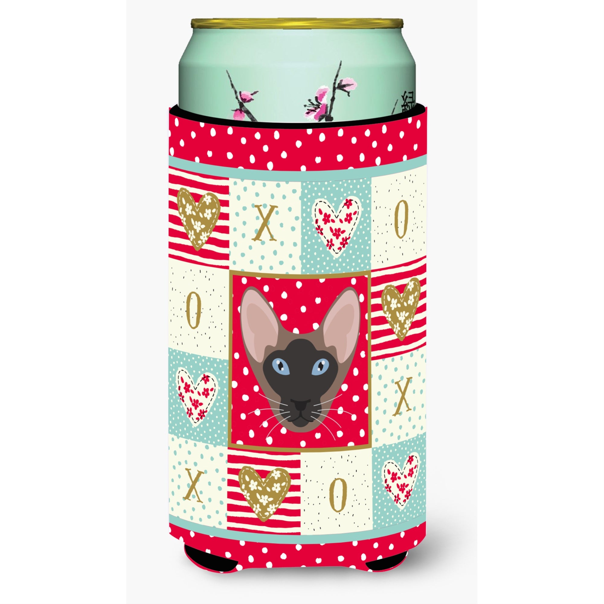 Caroline'S Treasures Ck5141Tbc Oriental Bicolor Cat Tall Boy Hugger Cold-Beverage-Koozies, Multicolor