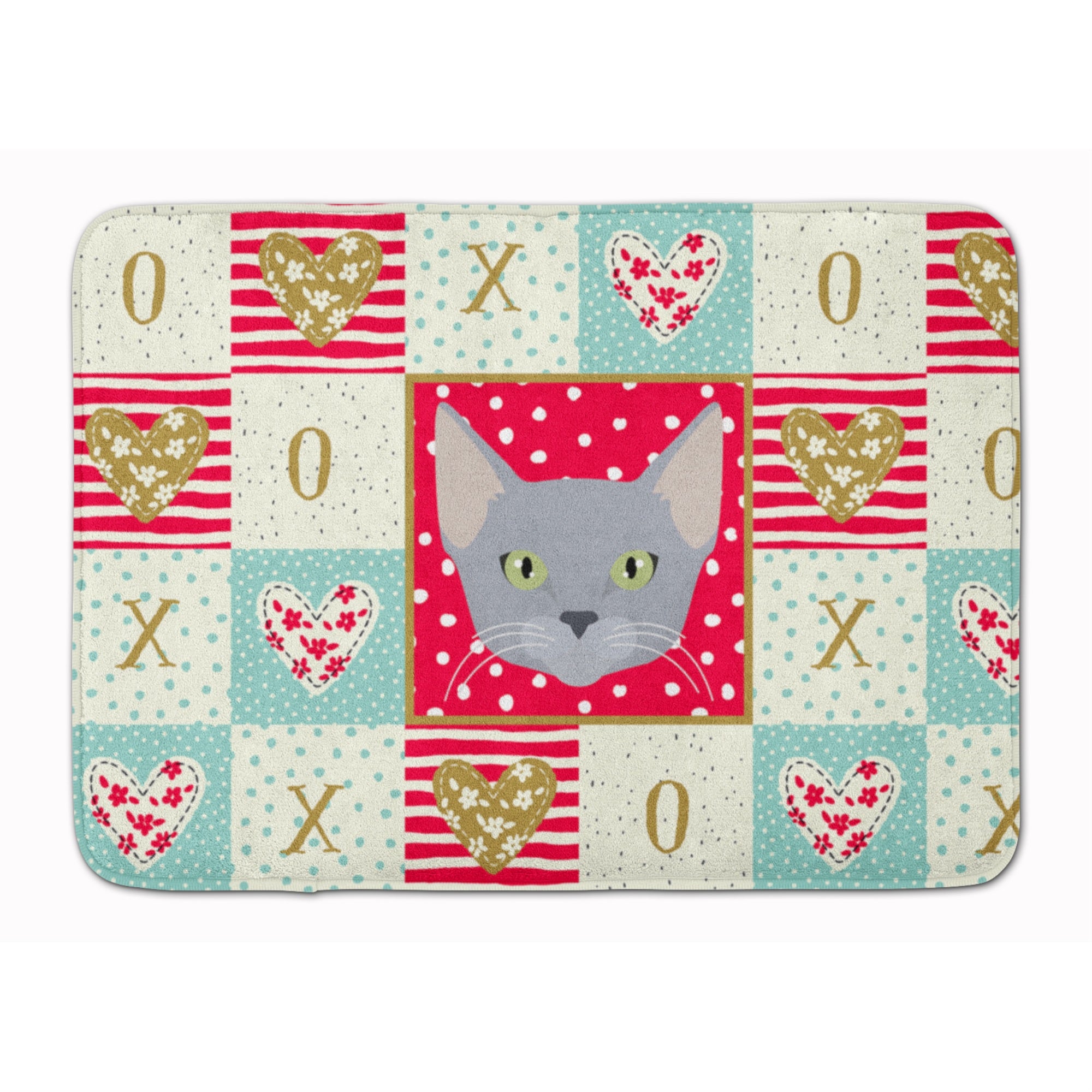 Caroline'S Treasures Russian Blue Cat Love Machine Washable Memory Foam Mat Doormats, Multicolor