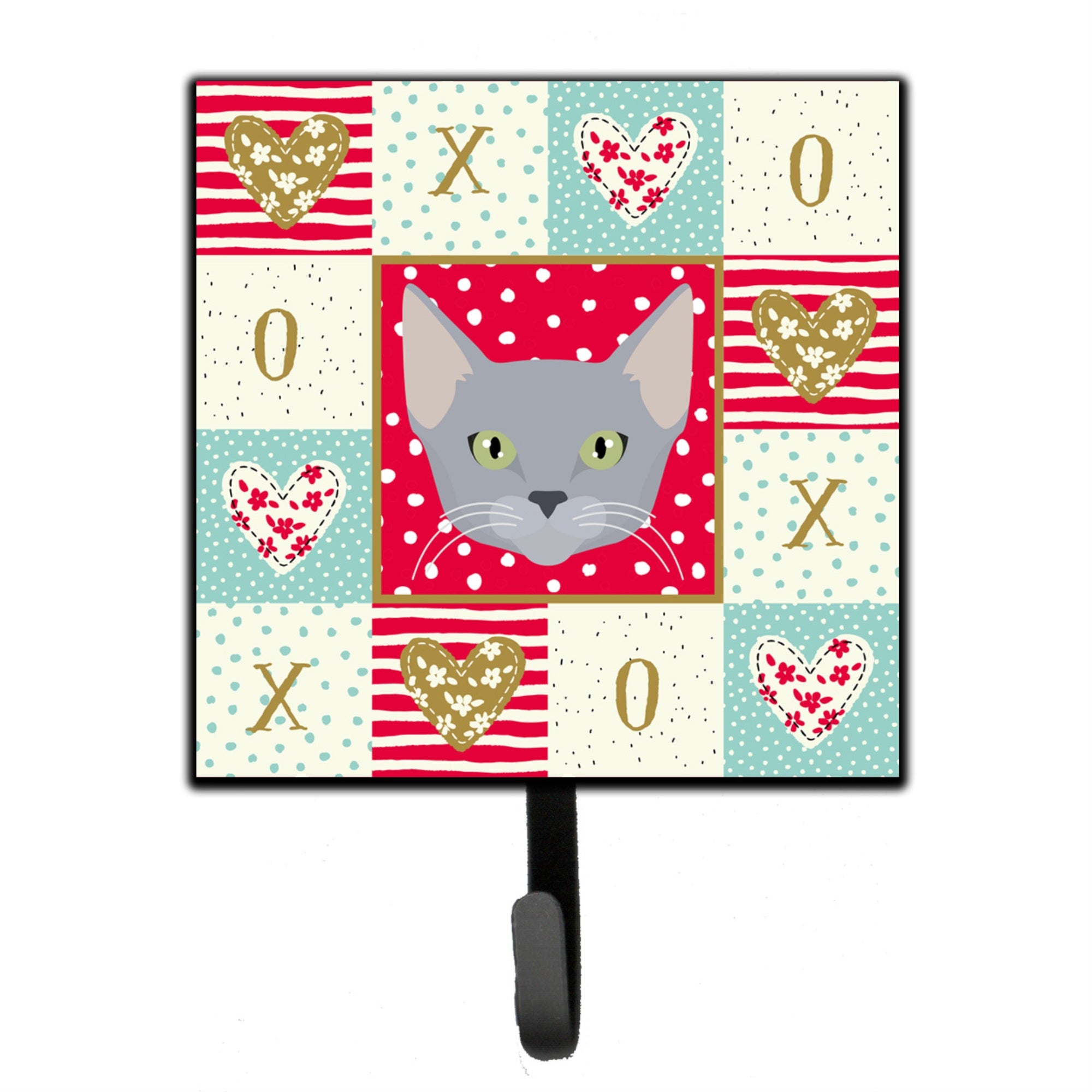 Caroline'S Treasures Russian Blue Cat Love Leash Or Key Holder Hooks, Multicolor