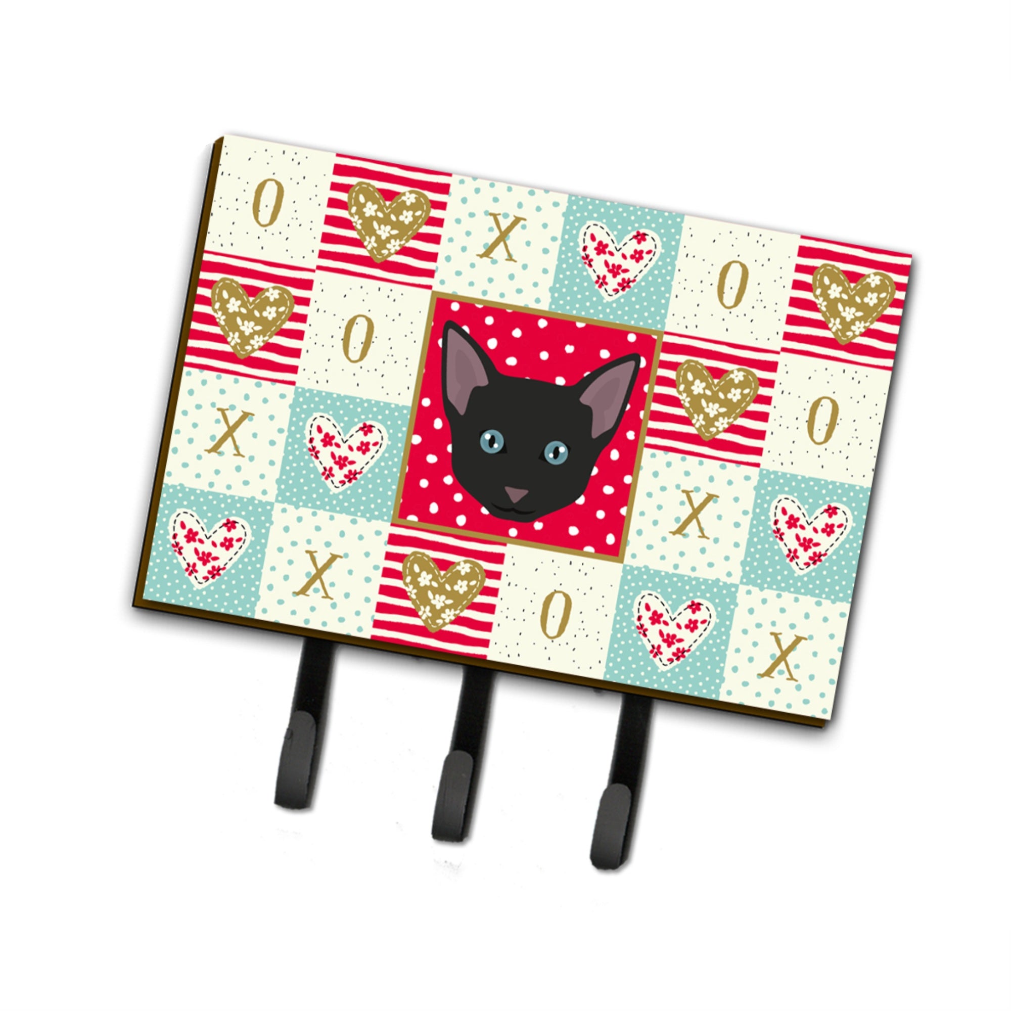 Caroline'S Treasures Russian White Black Cat Love Leash Or Key Holder Hooks, Multicolor