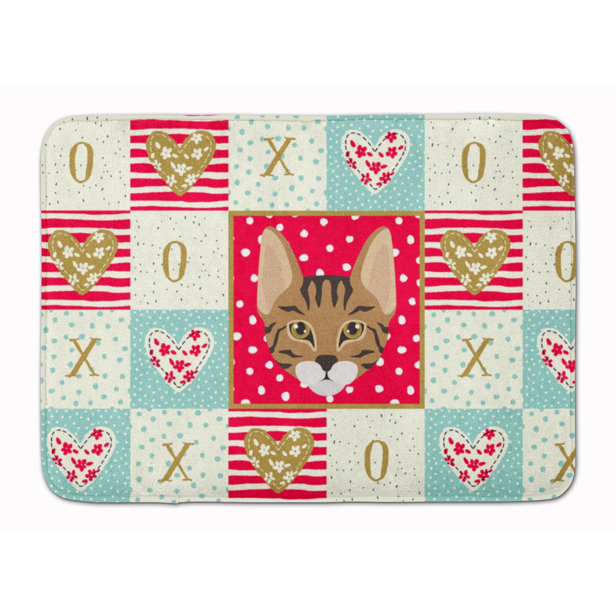Caroline'S Treasures Savannah Cat Love Machine Washable Memory Foam Mat Doormats, Multicolor
