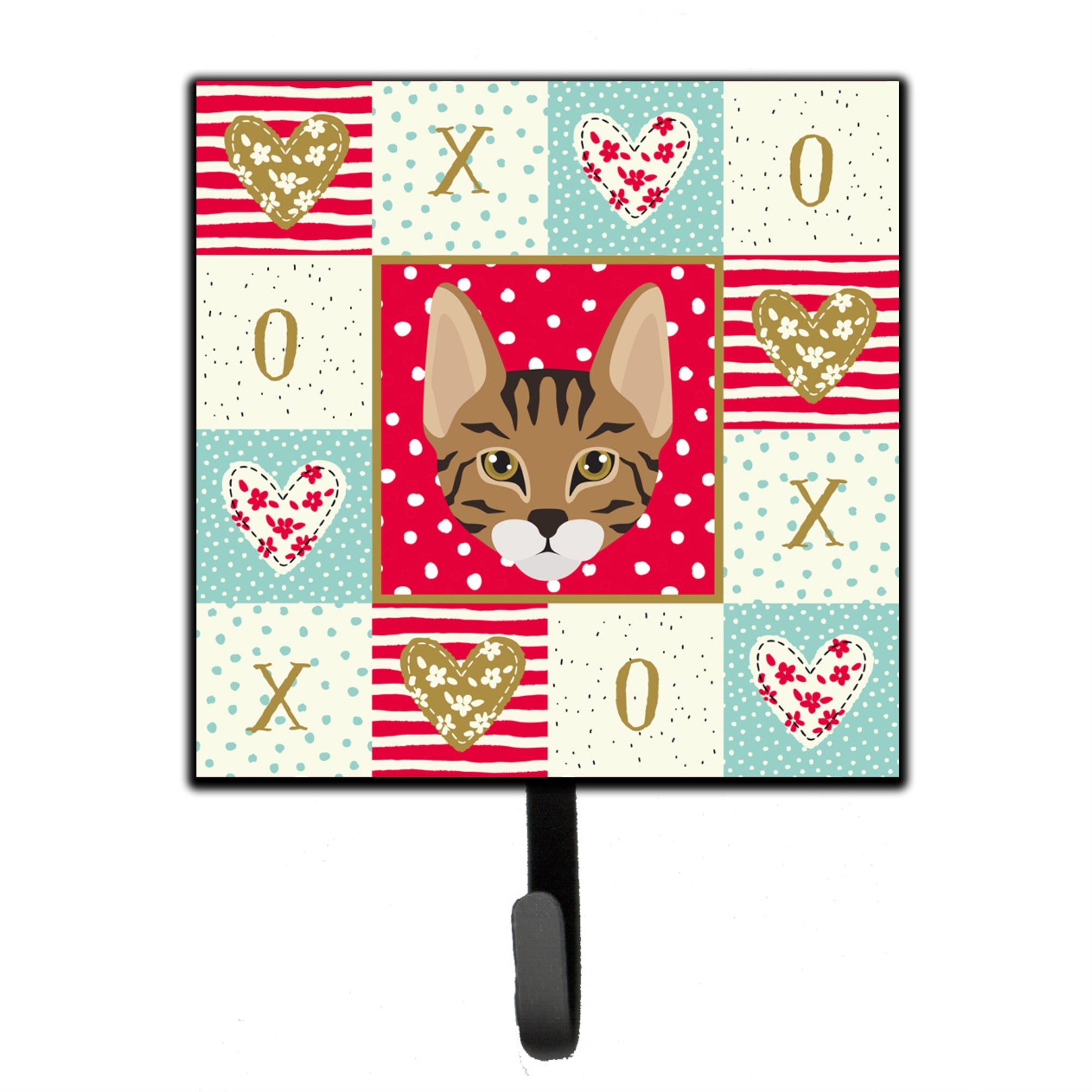 Caroline'S Treasures Savannah Cat Love Leash Or Key Holder Hooks, Multicolor