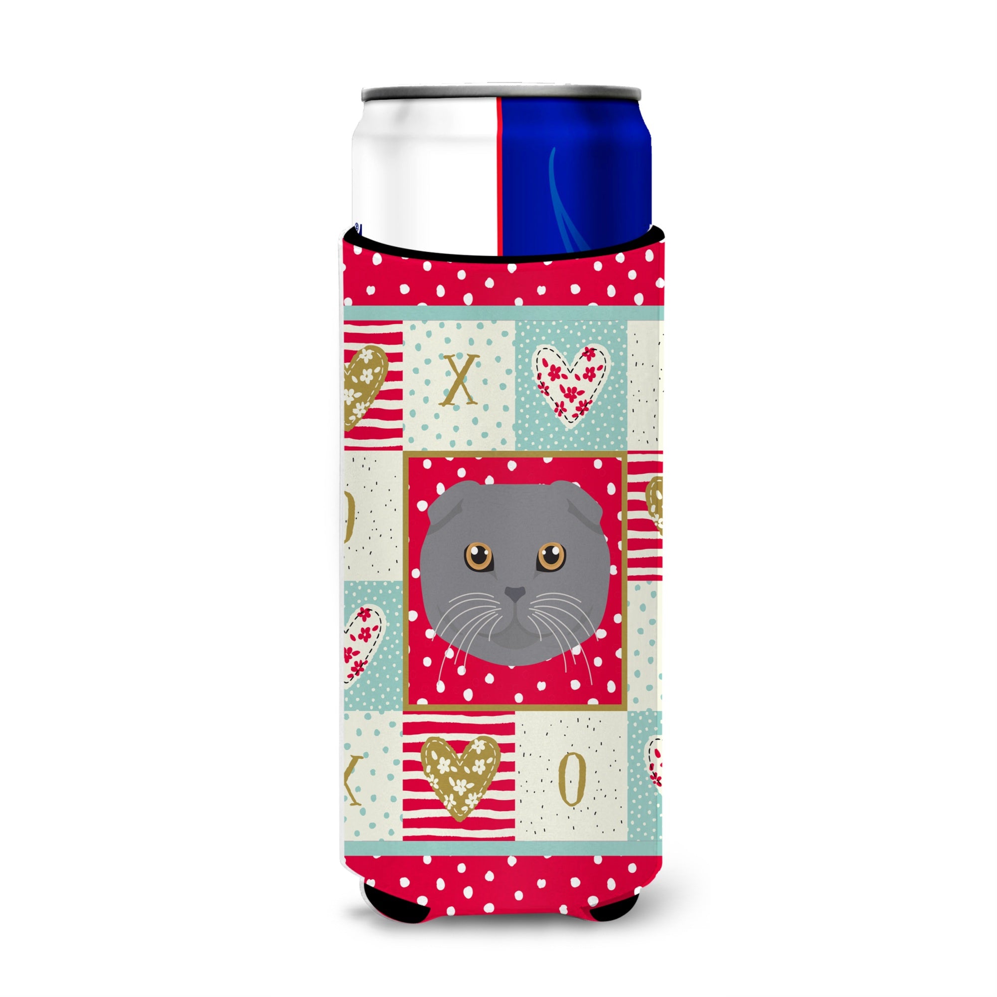 Caroline'S Treasures Ck5158Muk Scottish Fold Cat Michelob Ultra Hugger For Slim Cans Cold-Beverage-Koozies, Multicolor