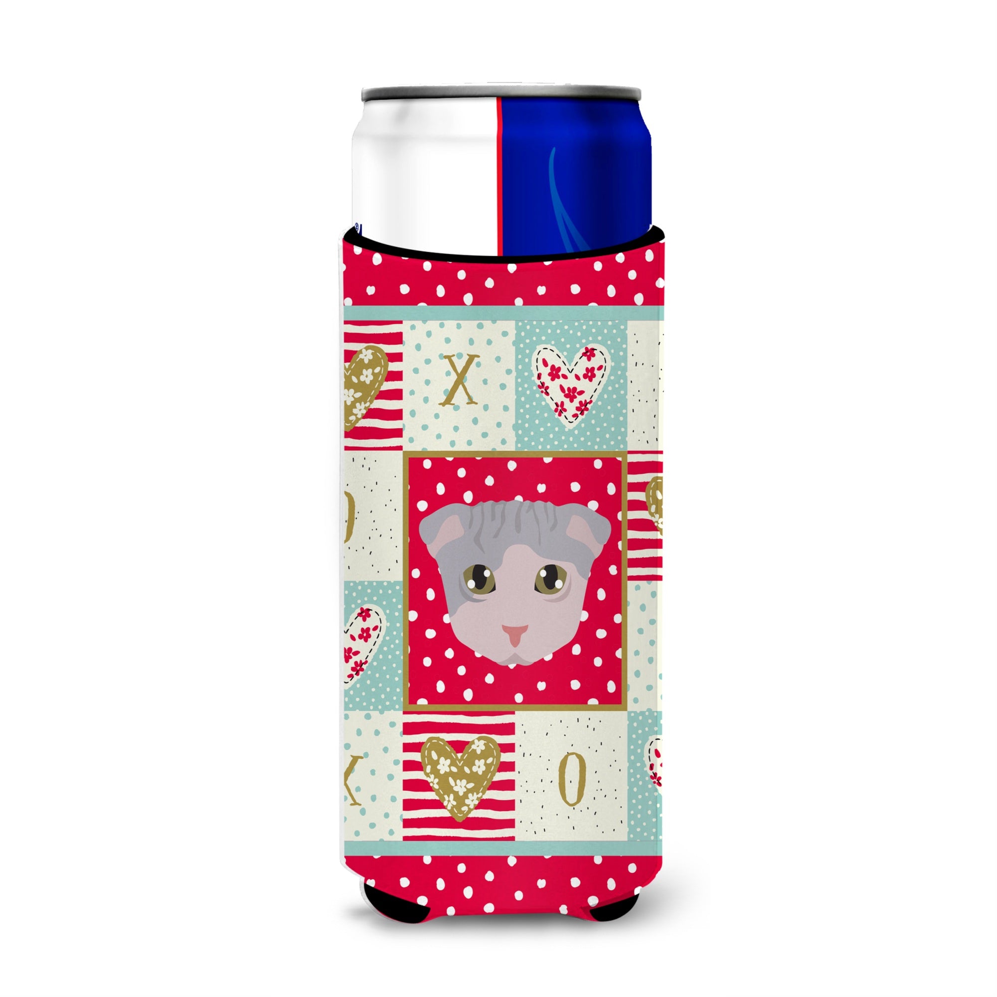 Caroline'S Treasures Ck5177Muk Ukrainian Levkoy Cat Ultra Hugger For Slim Cans Cold-Beverage-Koozies, Multicolor