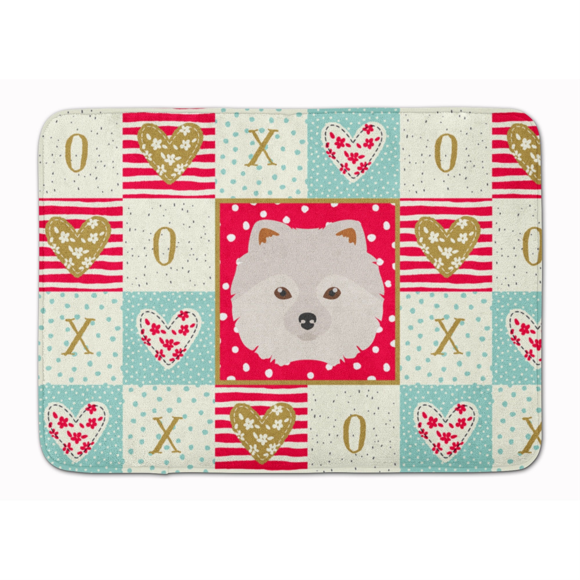 Caroline'S Treasures Japanese Spitz Love Machine Washable Memory Foam Mat Doormats, Multicolor