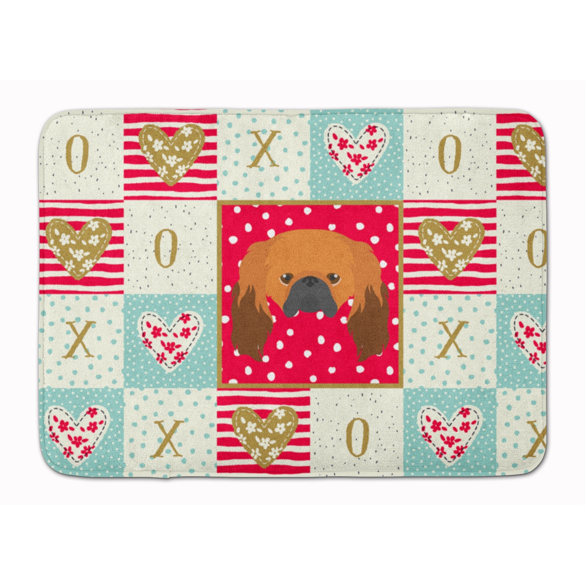 Caroline'S Treasures Pekingese Love Machine Washable Memory Foam Mat Doormats, Multicolor