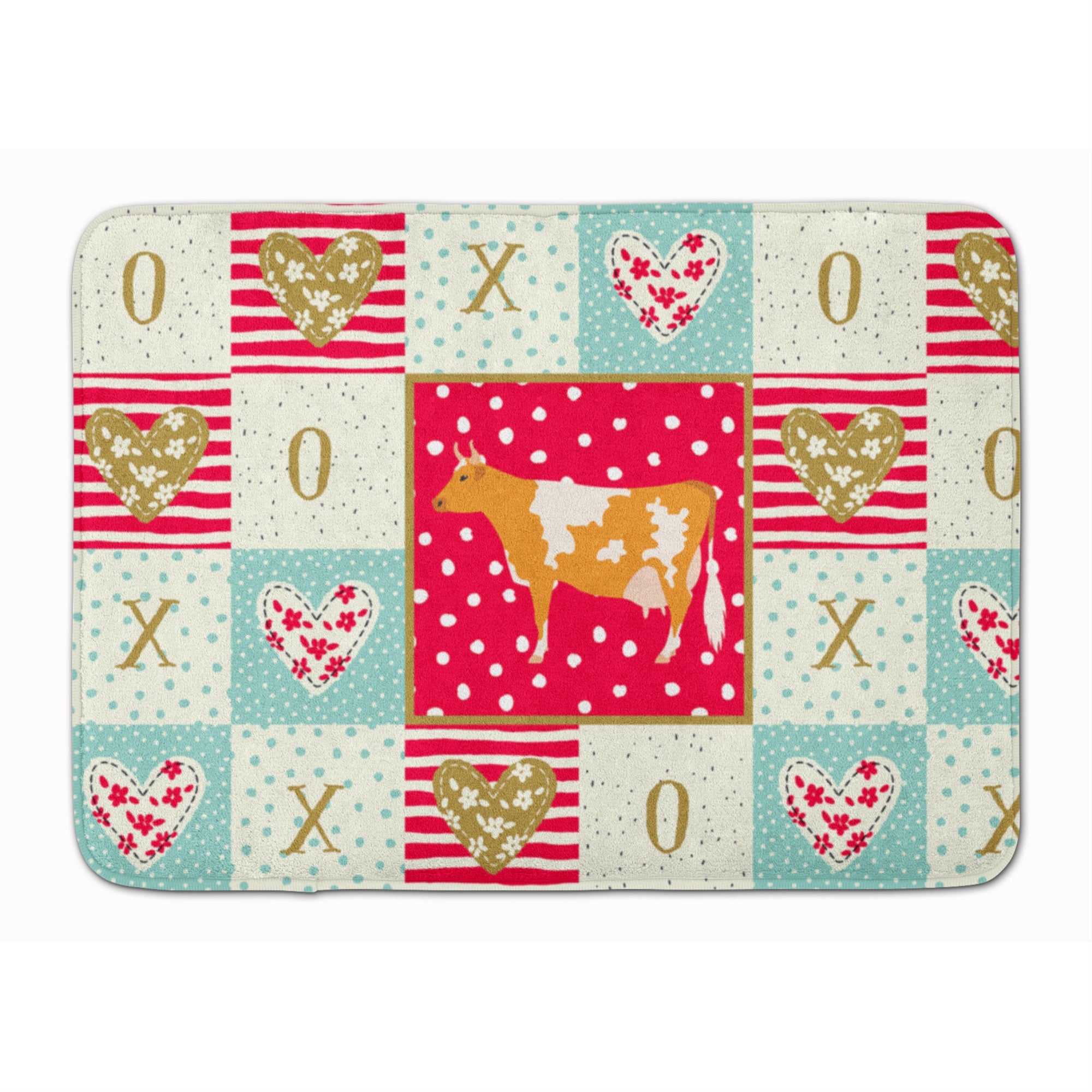 Caroline'S Treasures Guernsey Cow Love Machine Washable Memory Foam Mat Doormats, Multicolor