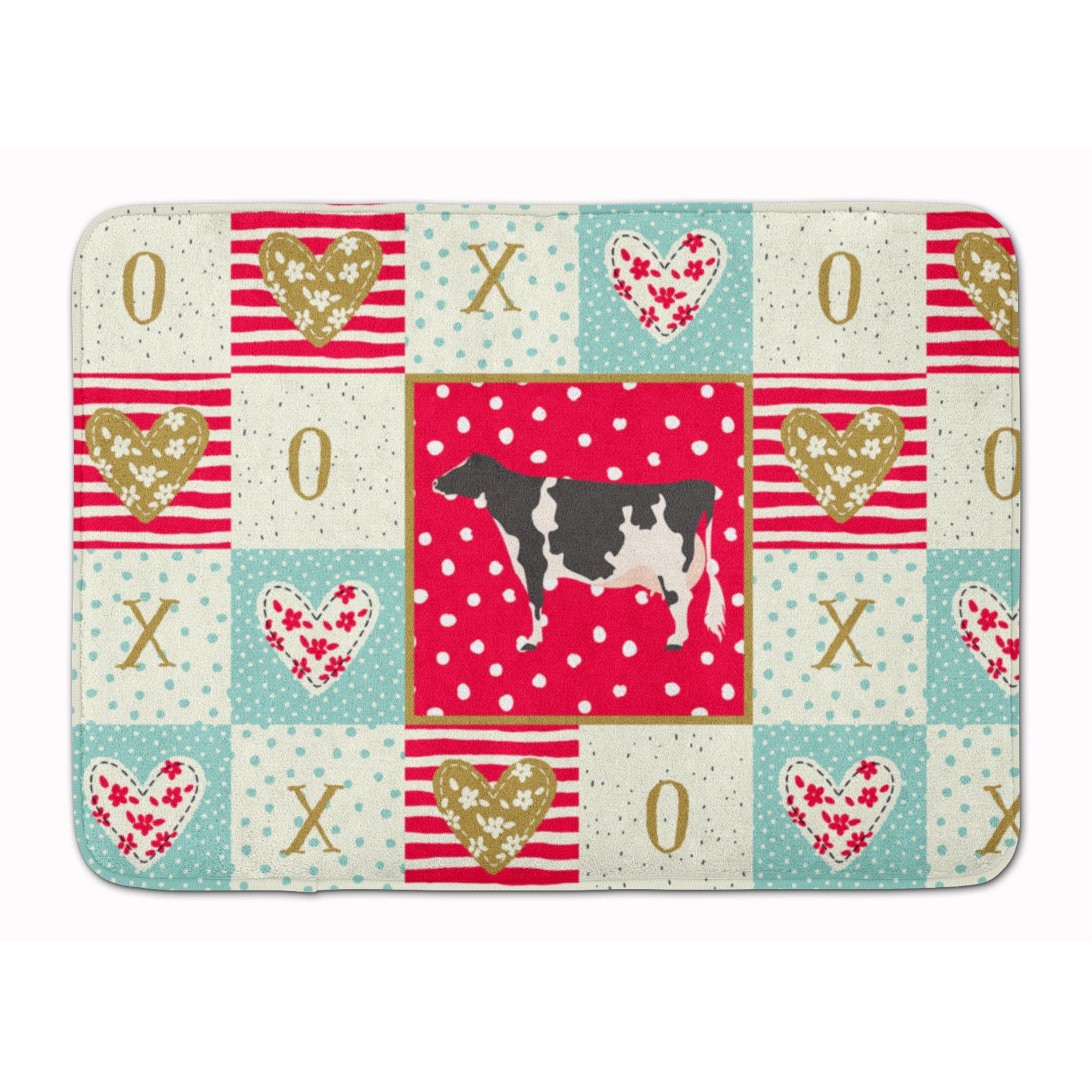 Caroline'S Treasures Holstein Cow Love Machine Washable Memory Foam Mat Doormats, Multicolor