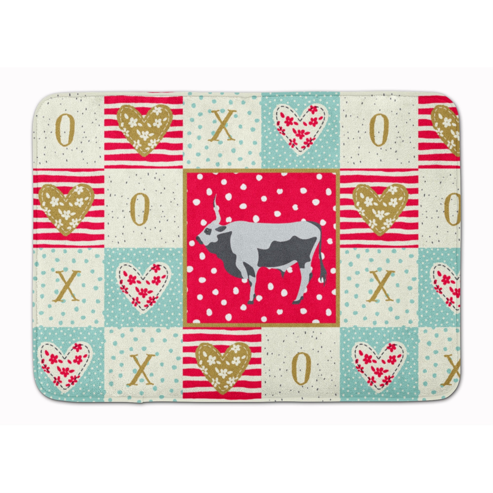Caroline'S Treasures Hungarian Grey Steppe Cow Love Machine Washable Memory Foam Mat Doormats, Multicolor