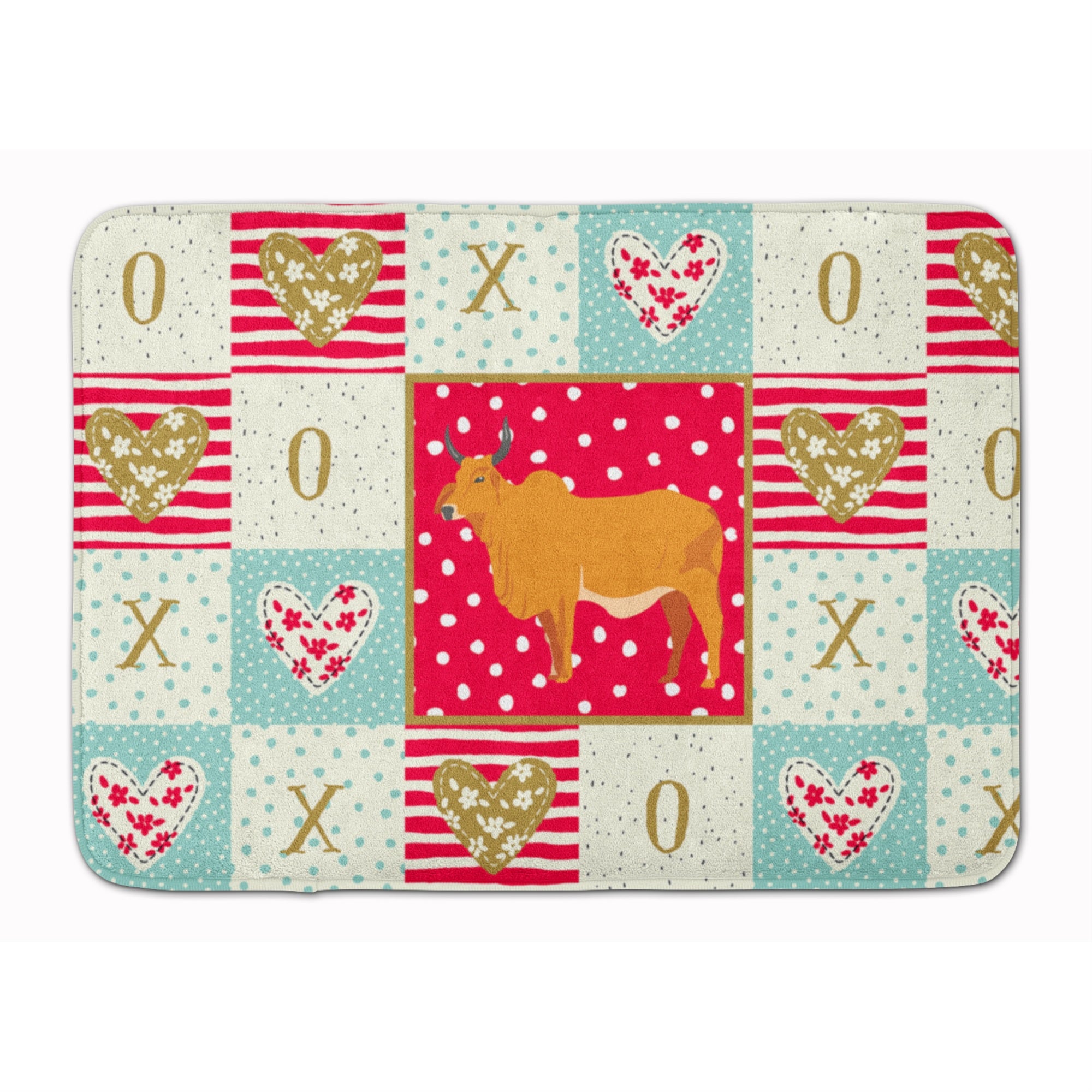 Caroline'S Treasures Zebu Indicine Cow Love Machine Washable Memory Foam Mat Doormats, Multicolor
