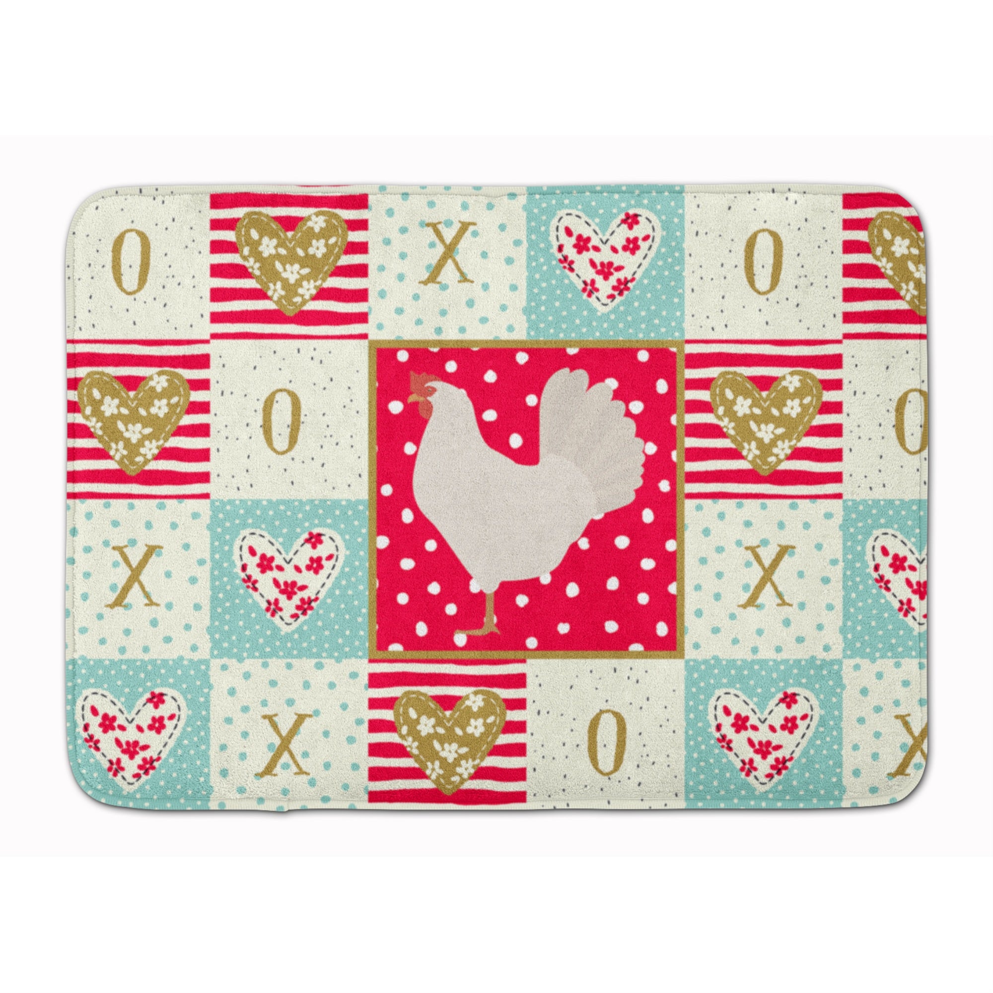 Caroline'S Treasures Leghorn Chicken Love Machine Washable Memory Foam Mat Doormats, Multicolor