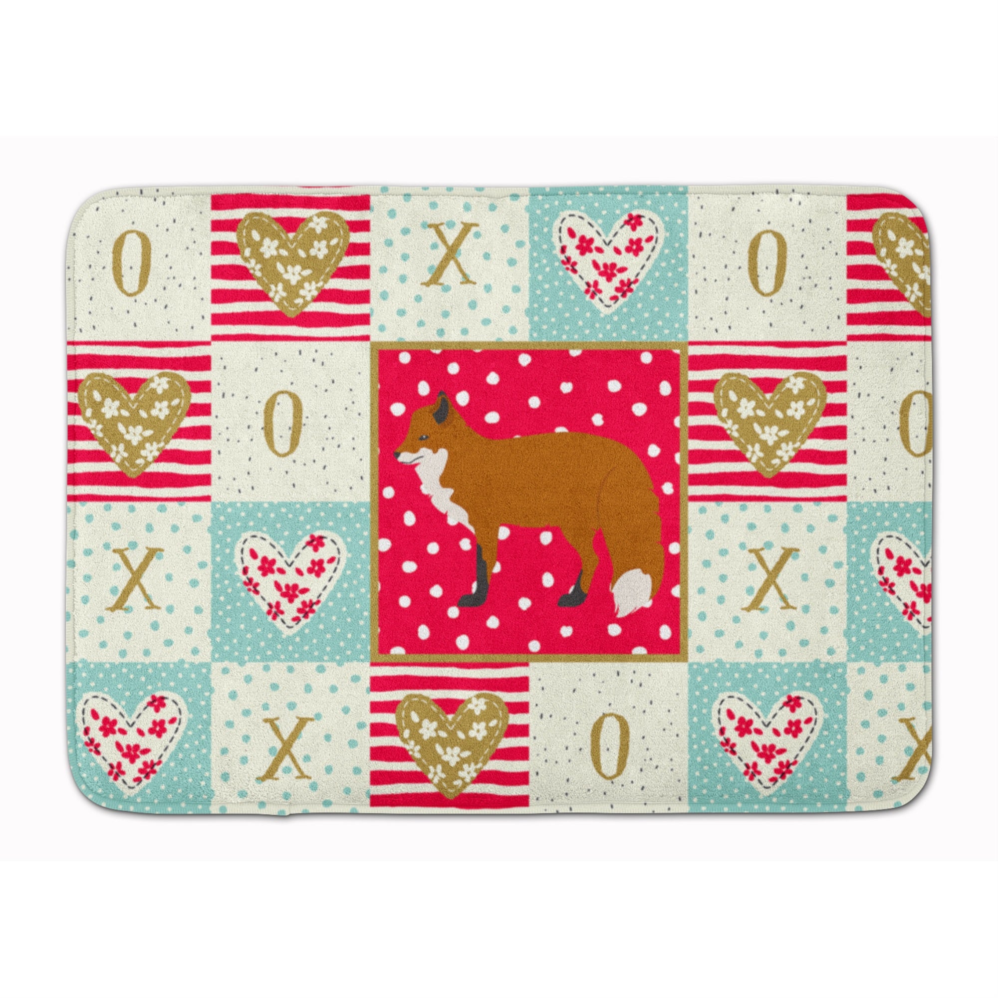 Caroline'S Treasures Red Fox Love Machine Washable Memory Foam Mat Doormats, Multicolor