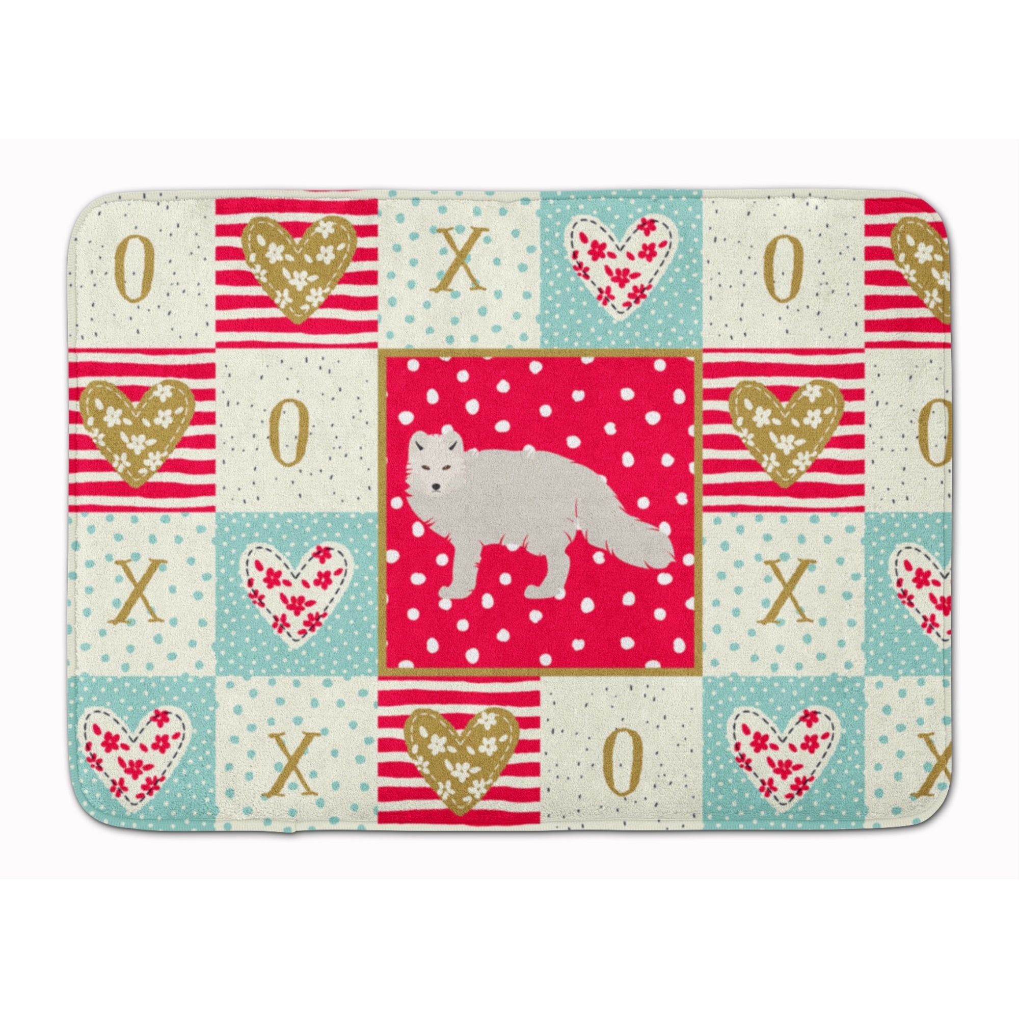 Caroline'S Treasures White Arctic Fox Love Machine Washable Memory Foam Mat Doormats, Multicolor