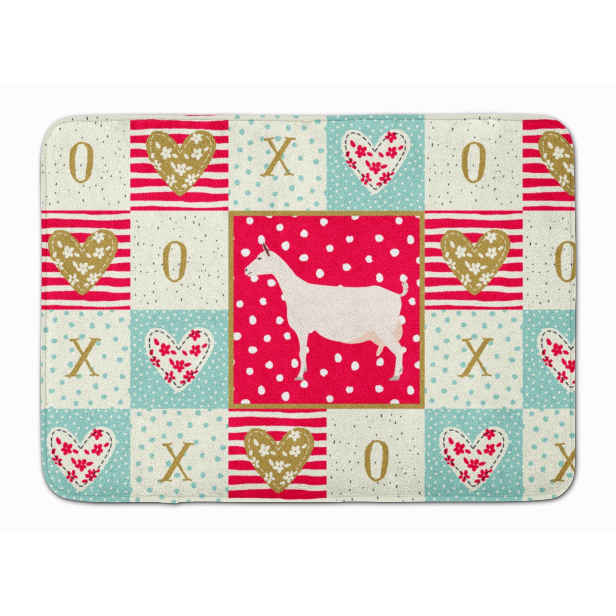 Caroline'S Treasures Saanen Goat Love Machine Washable Memory Foam Mat Doormats, Multicolor
