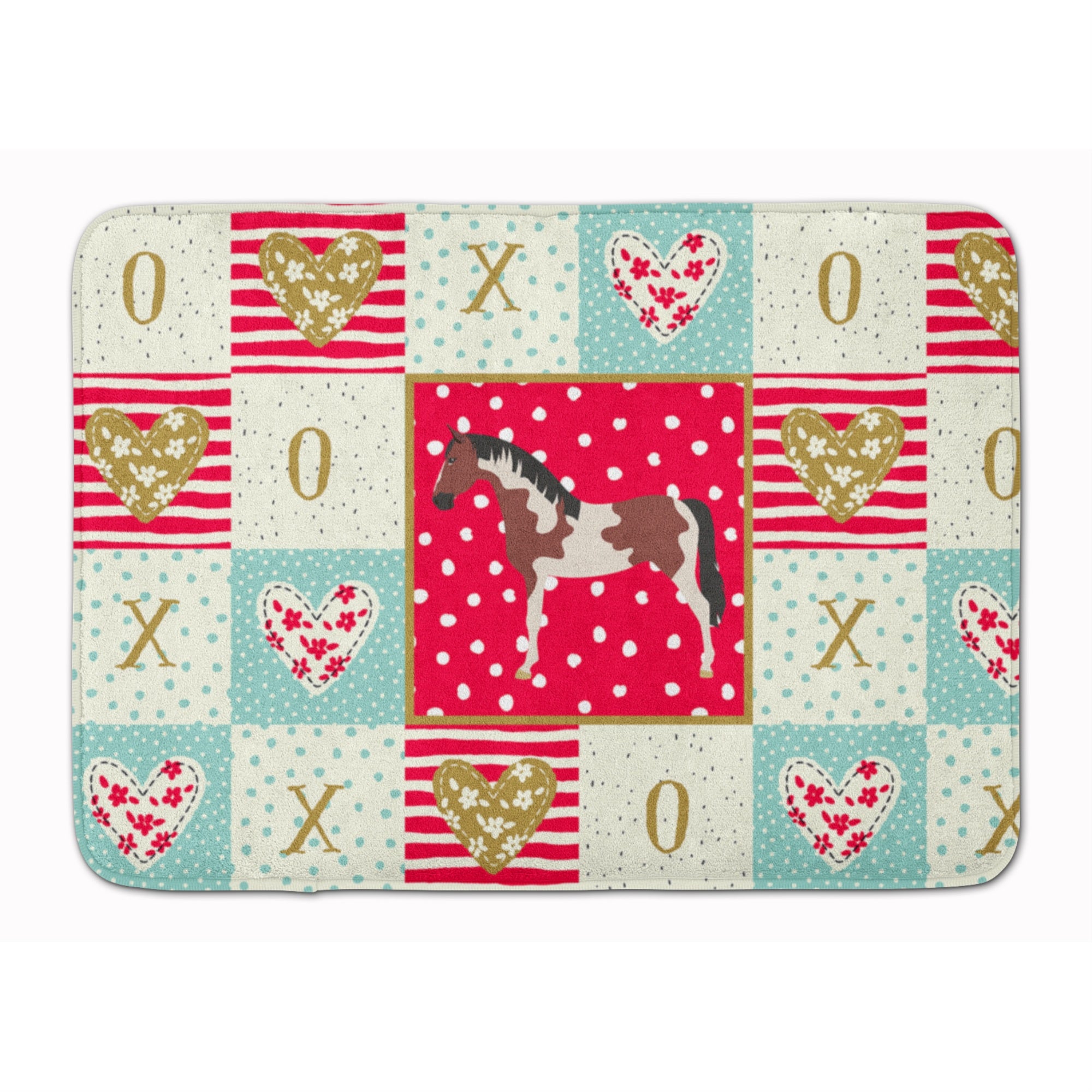 Caroline'S Treasures Pinto Horse Love Machine Washable Memory Foam Mat Doormats, Multicolor