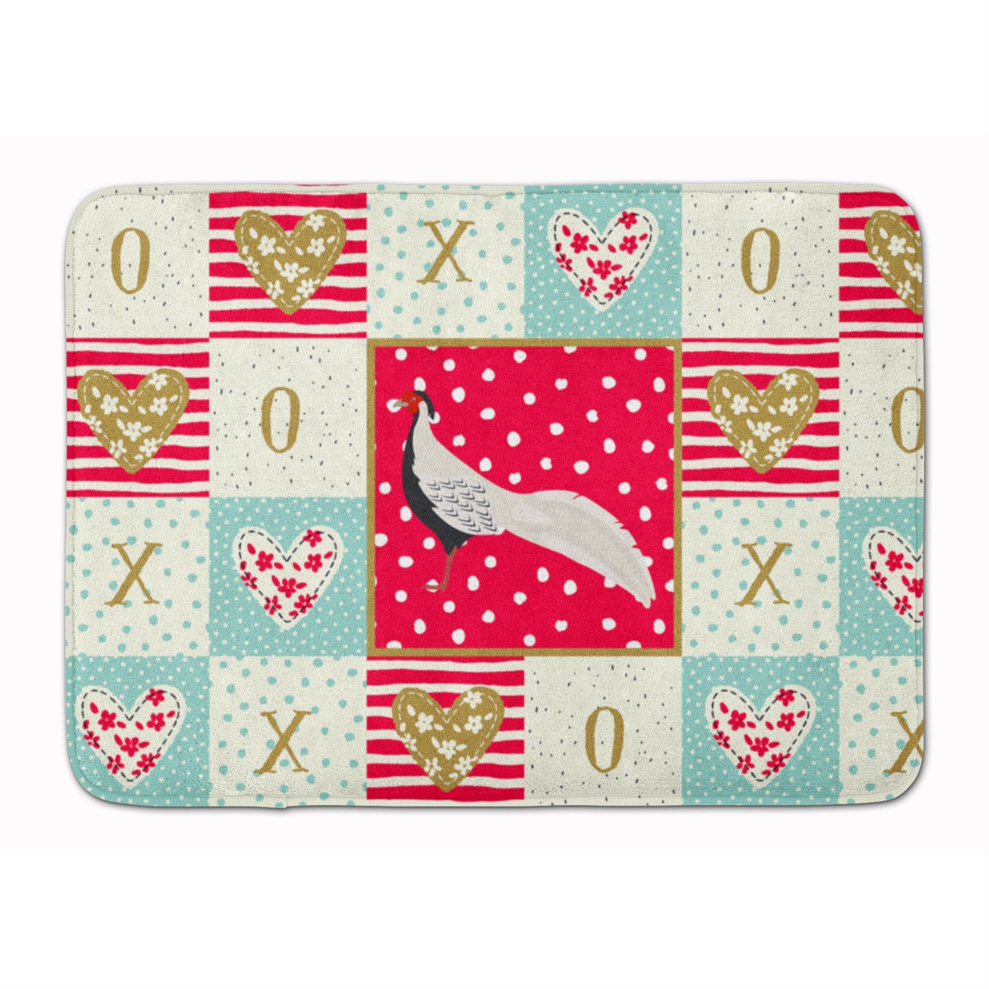 Caroline'S Treasures Silver Pheasant Love Machine Washable Memory Foam Mat Doormats, Multicolor