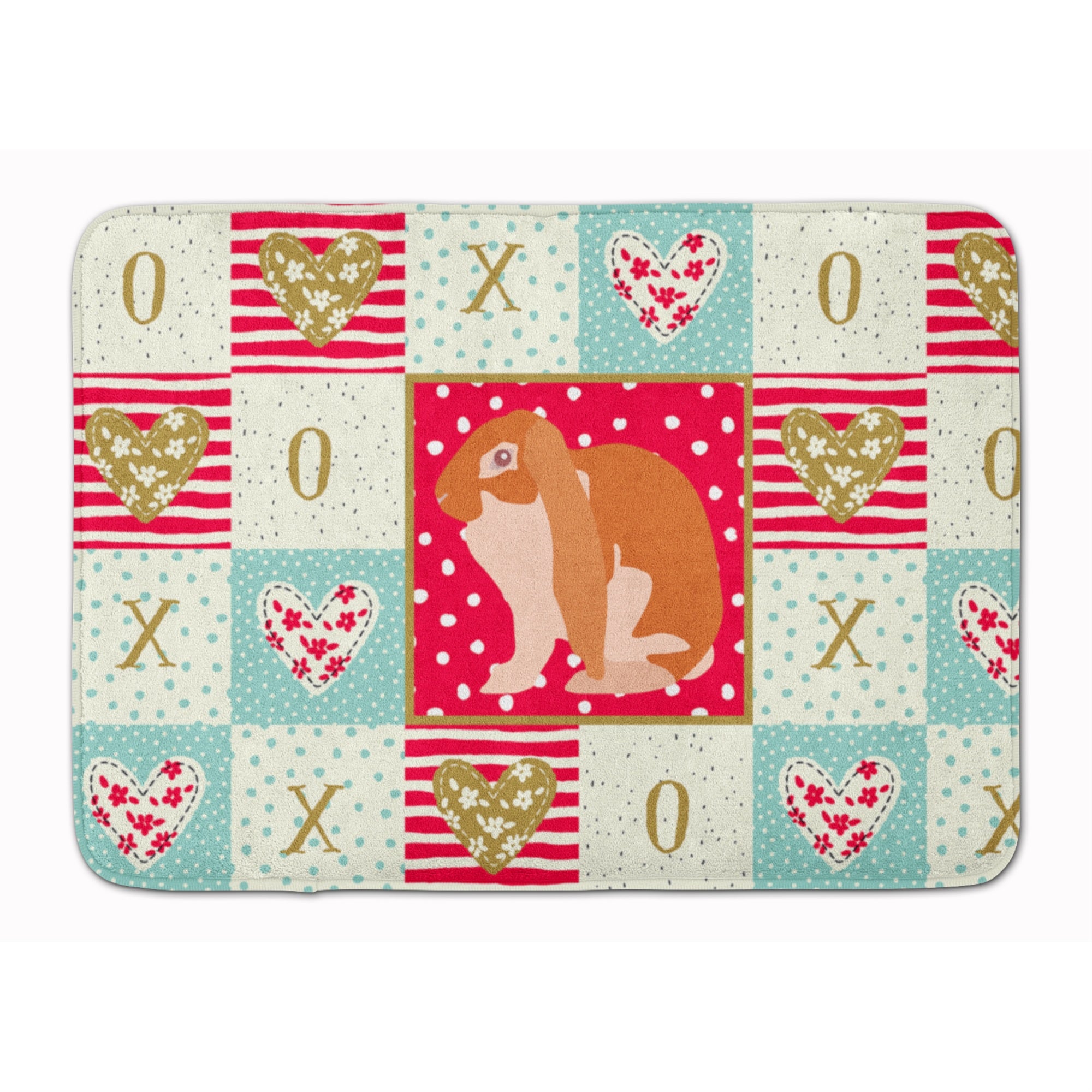Caroline'S Treasures English Lop Rabbit Love Machine Washable Memory Foam Mat Doormats, Multicolor