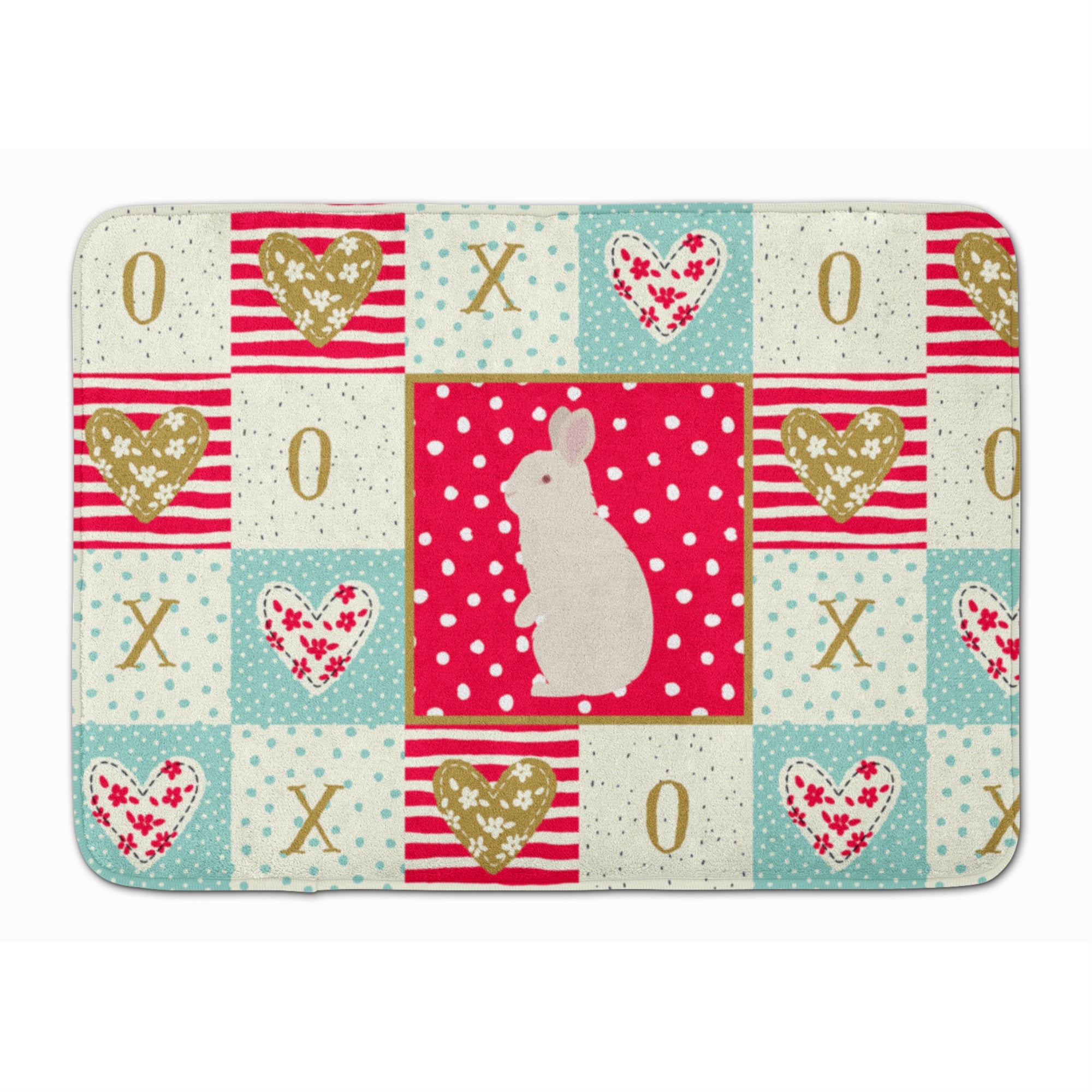 Caroline'S Treasures New Zealand White Rabbit Love Machine Washable Memory Foam Mat Doormats, Multicolor
