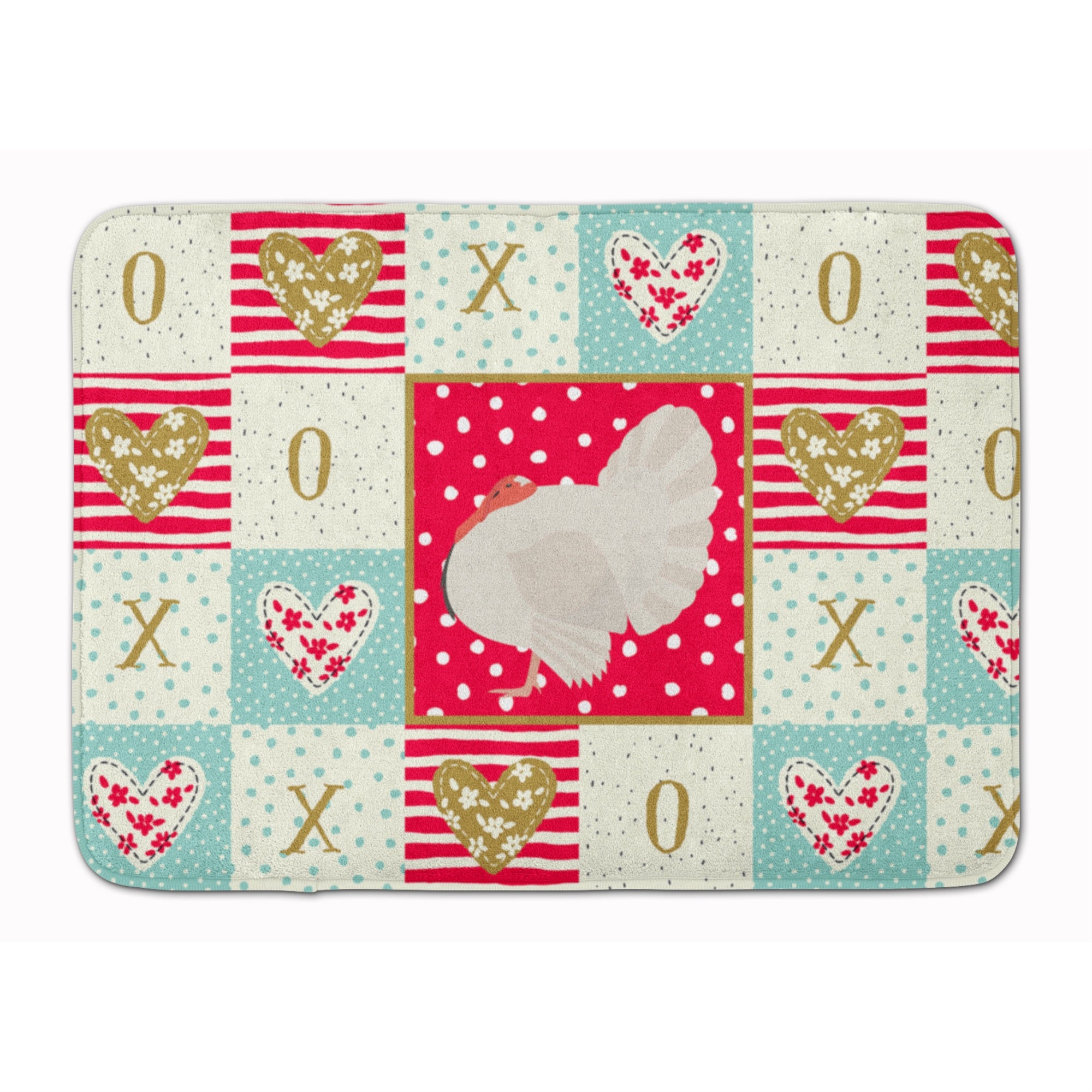 Caroline'S Treasures White Holland Turkey Love Machine Washable Memory Foam Mat Doormats, Multicolor