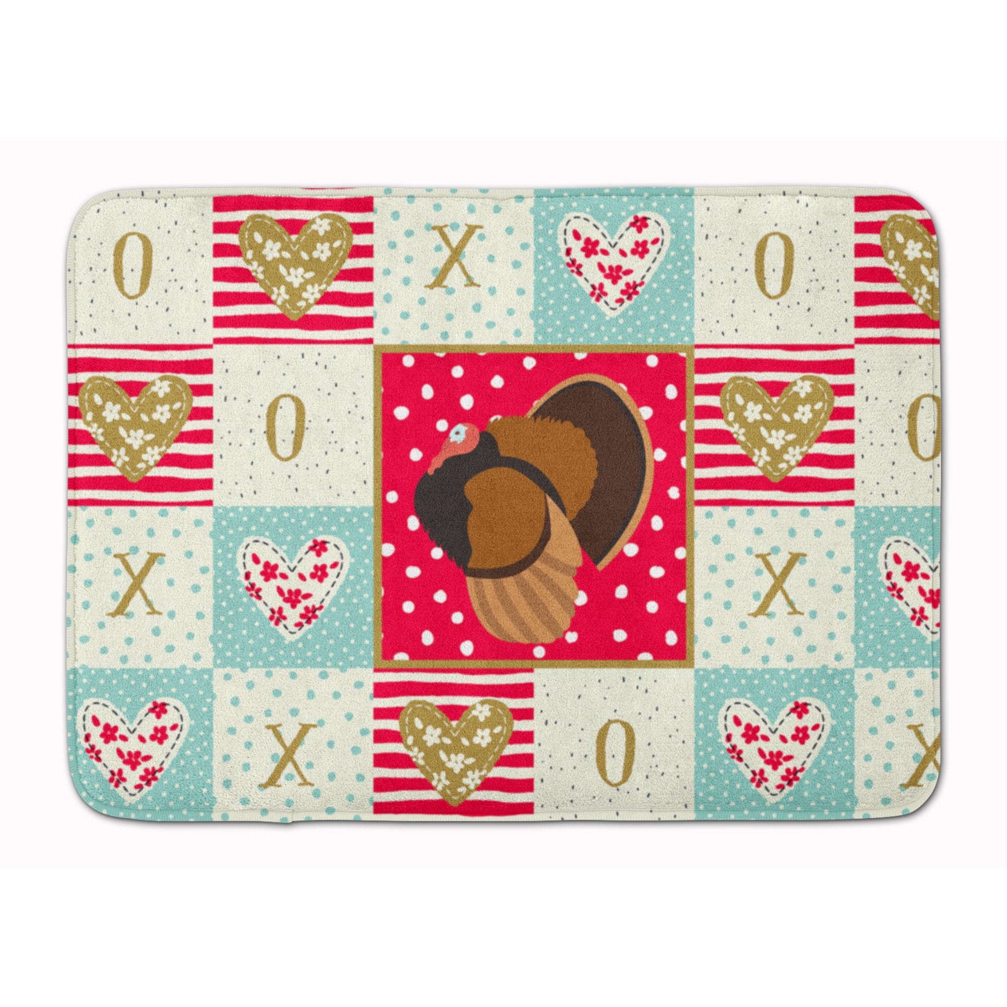 Caroline'S Treasures Bronze Turkey Love Machine Washable Memory Foam Mat Doormats, Multicolor