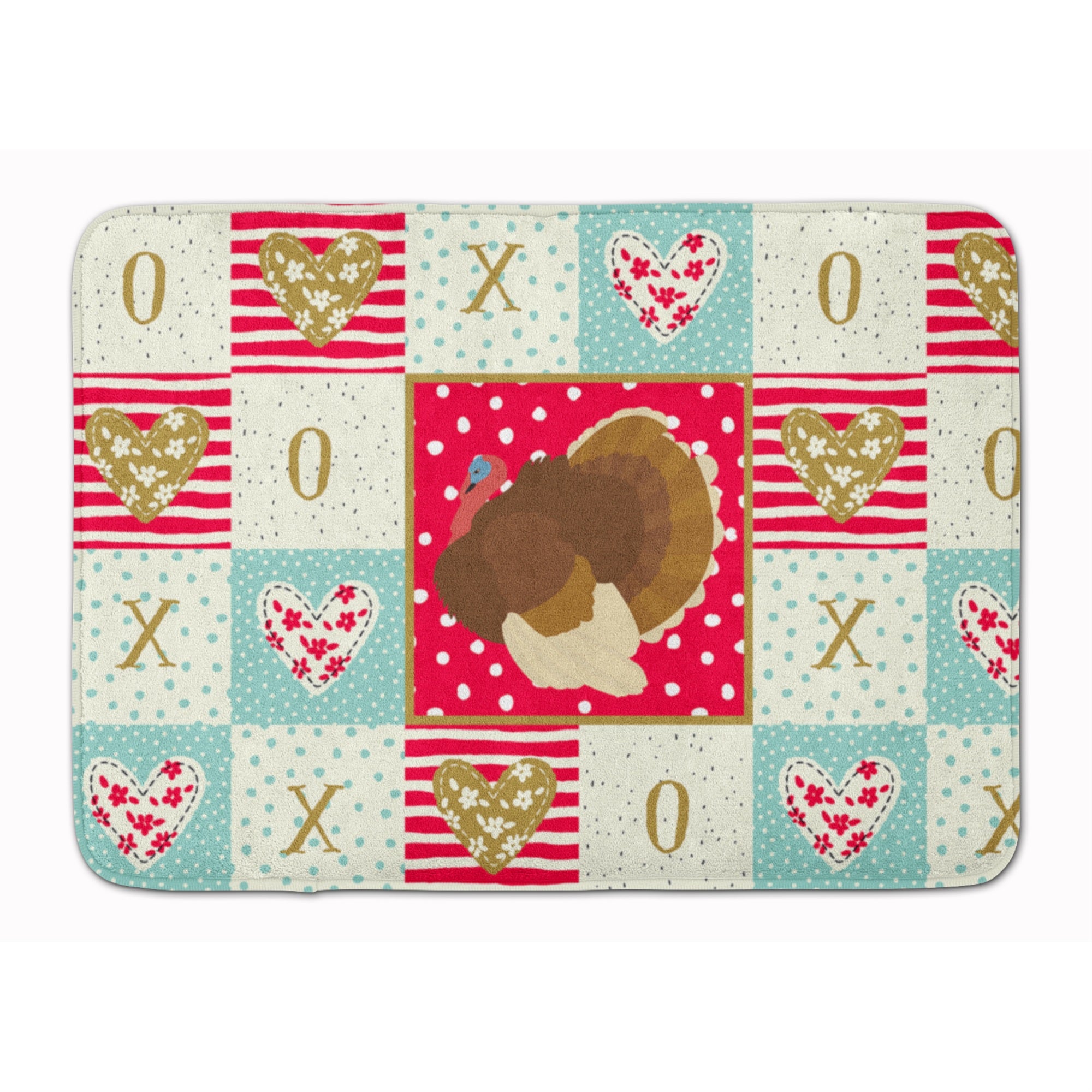 Caroline'S Treasures French Turkey Dindon Love Machine Washable Memory Foam Mat Doormats, Multicolor