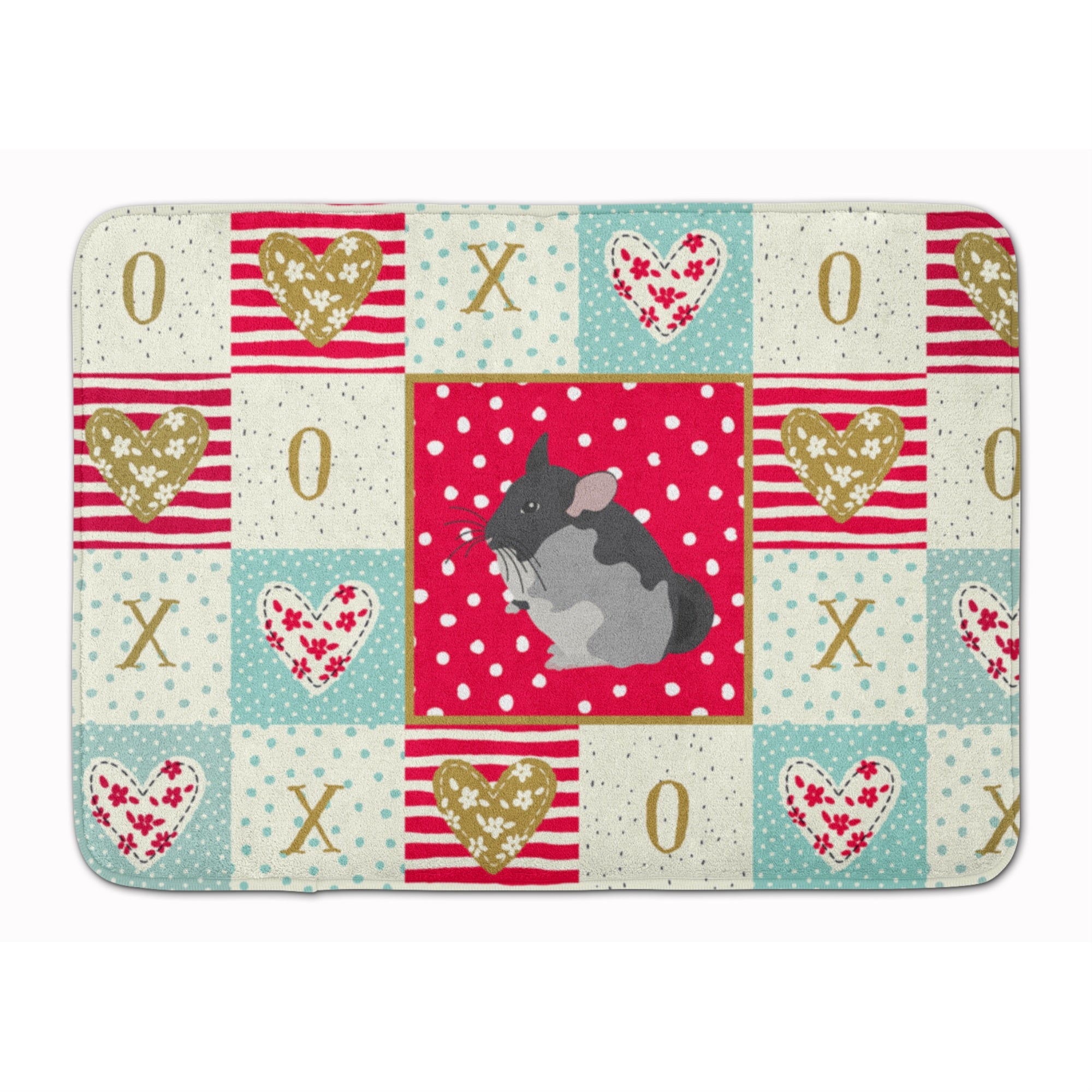 Caroline'S Treasures Black Velvet Chinchilla Love Machine Washable Memory Foam Mat Doormats, Multicolor