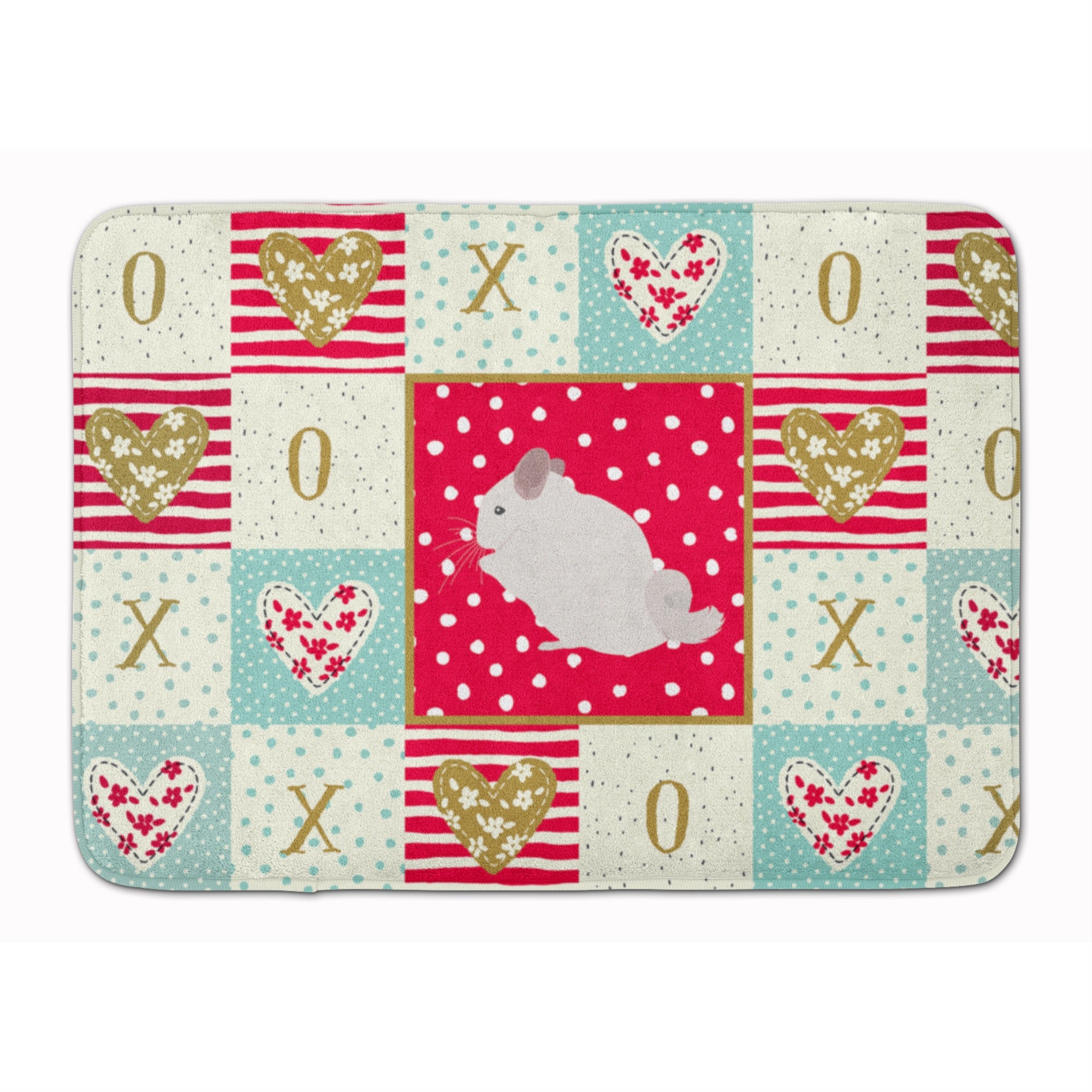 Caroline'S Treasures Pink And White Chinchilla Love Machine Washable Memory Foam Mat Doormats, Multicolor