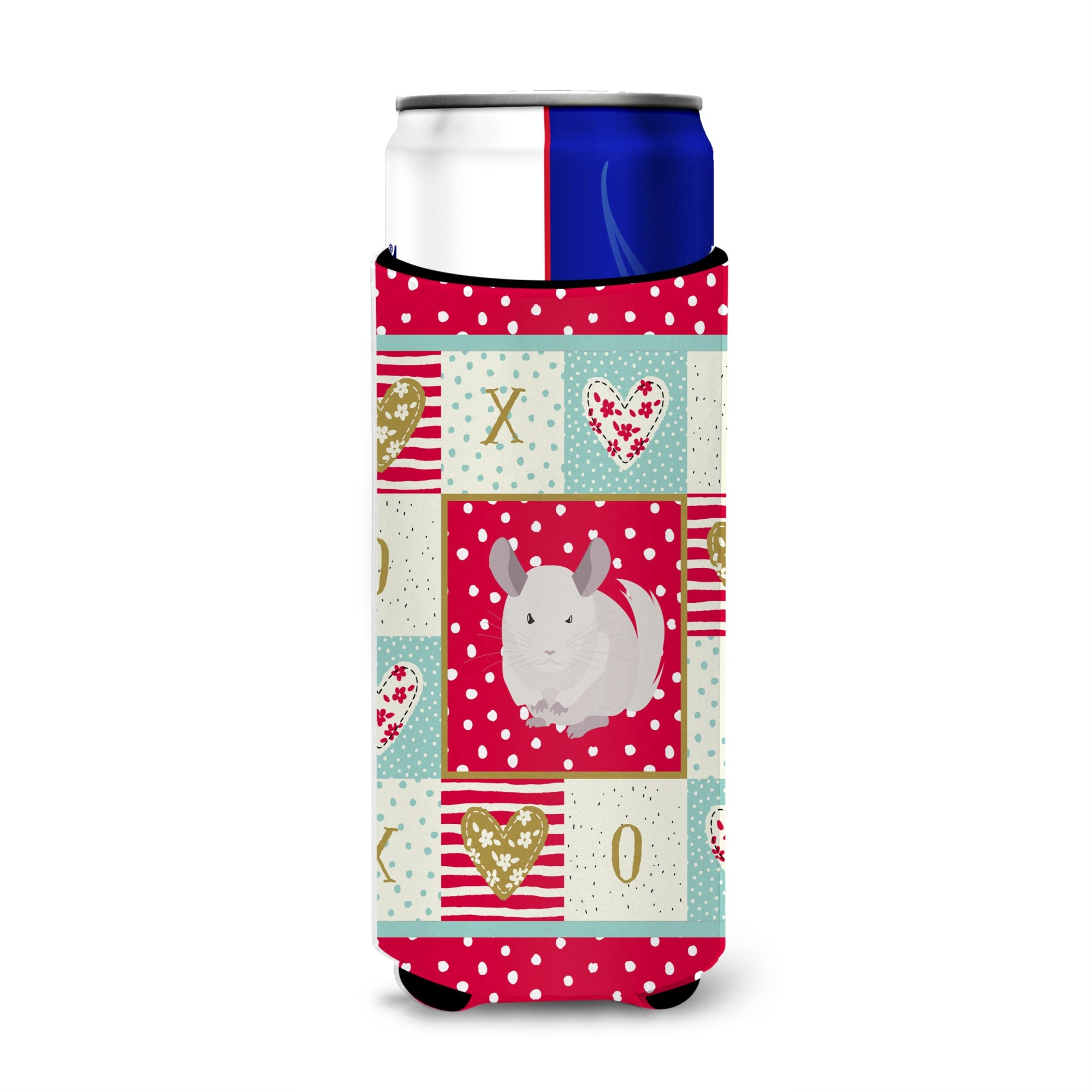 Caroline'S Treasures Ck5425Muk White Dominant Chinchilla Love Ultra Hugger Slim Cans Cold-Beverage-Koozies, Multicolor
