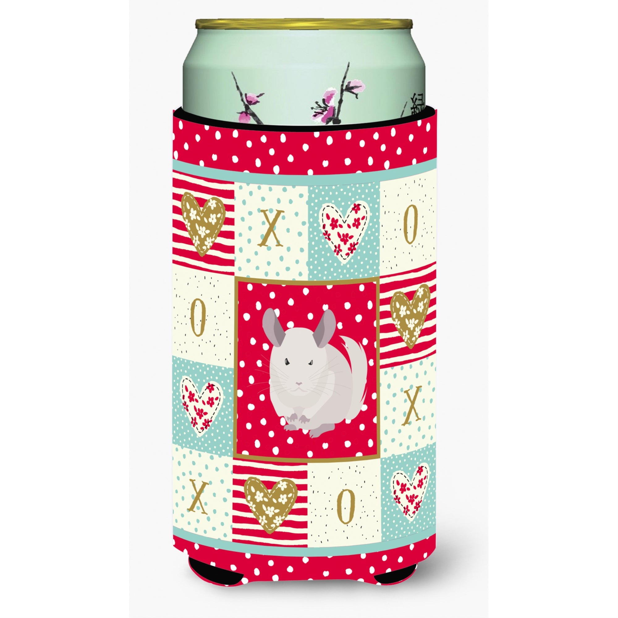 Caroline'S Treasures Ck5425Tbc White Dominant Chinchilla Love Tall Boy Hugger Cold-Beverage-Koozies, Multicolor