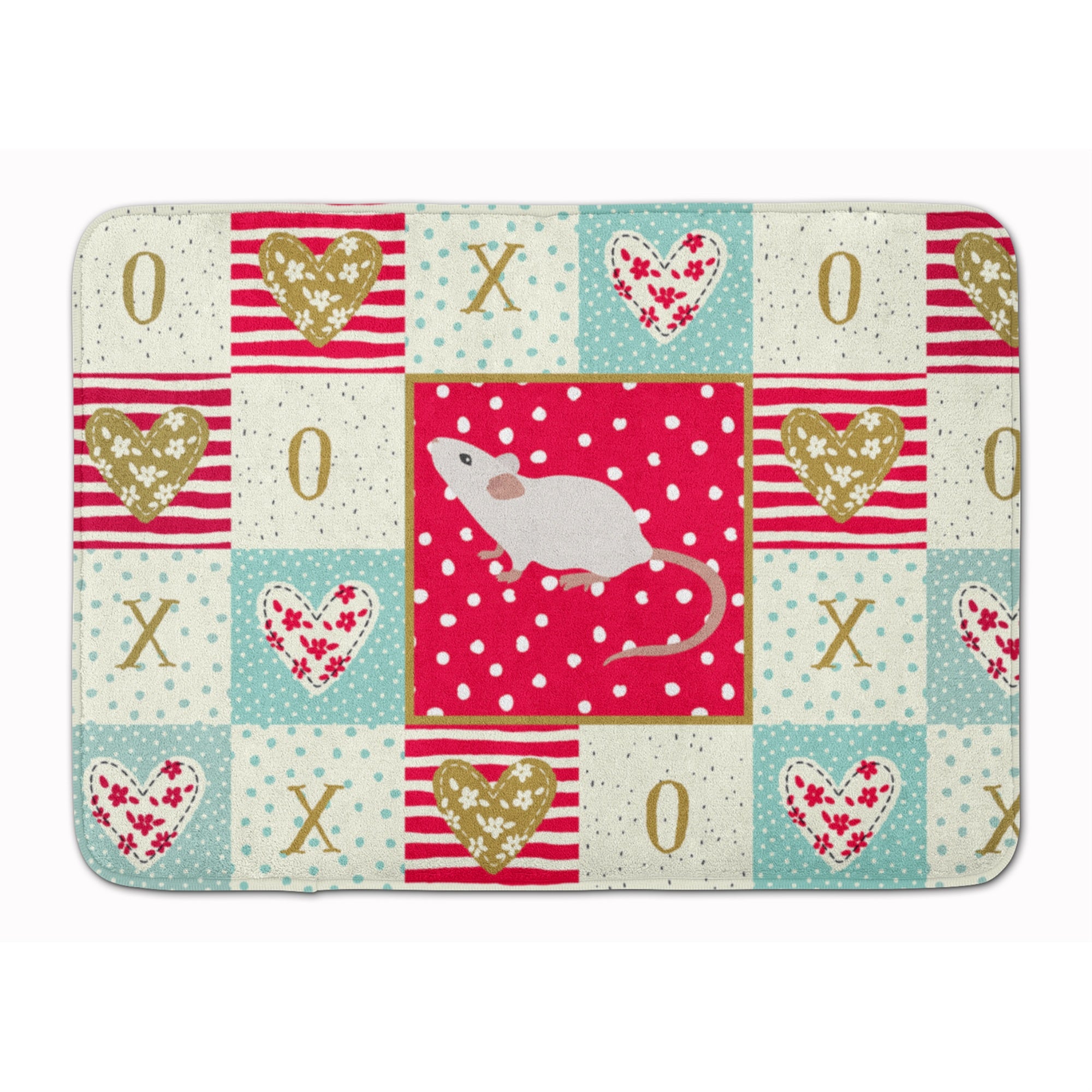 Caroline'S Treasures White Domestic Mouse Love Machine Washable Memory Foam Mat Doormats, Multicolor