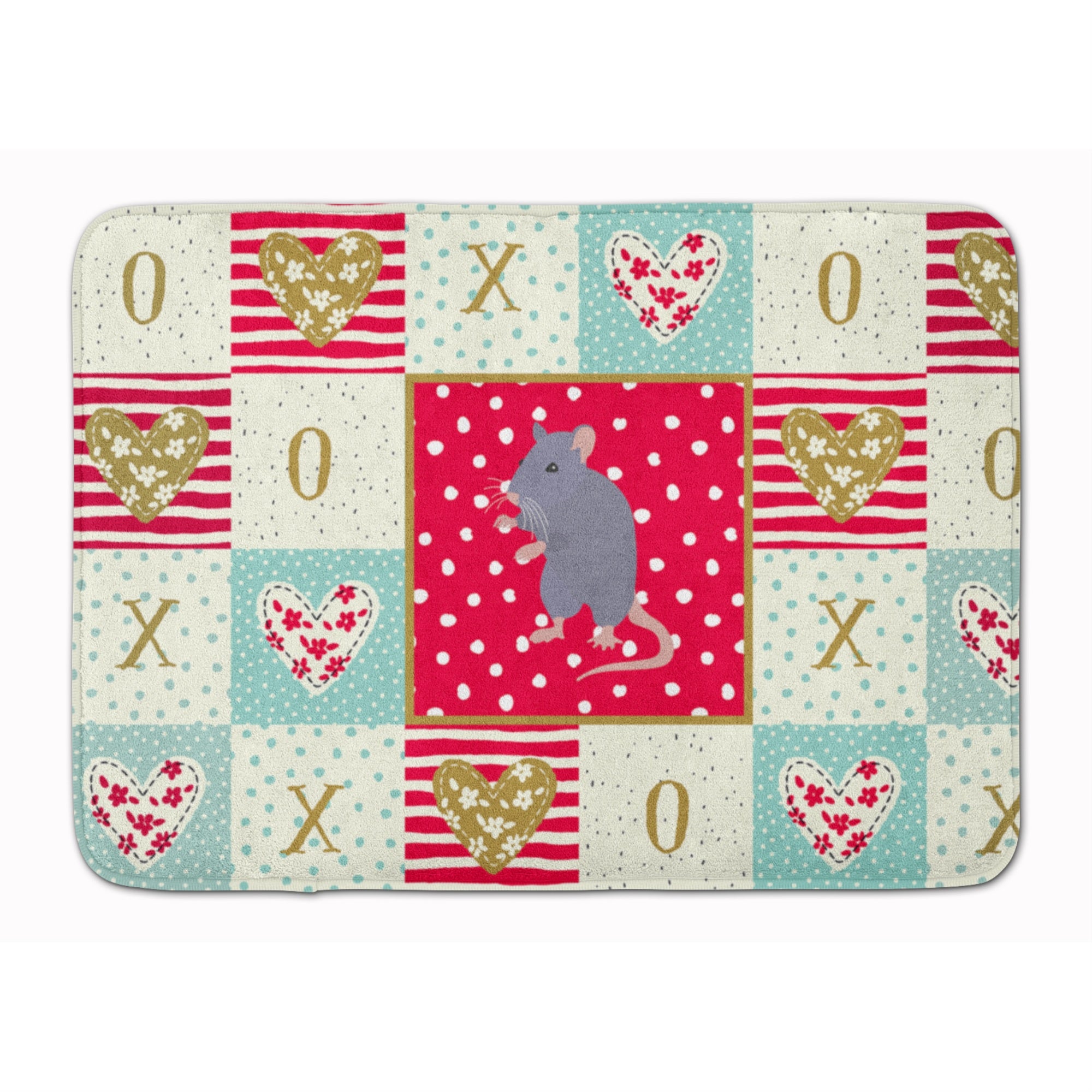Caroline'S Treasures Blue Rat Love Machine Washable Memory Foam Mat Doormats, Multicolor