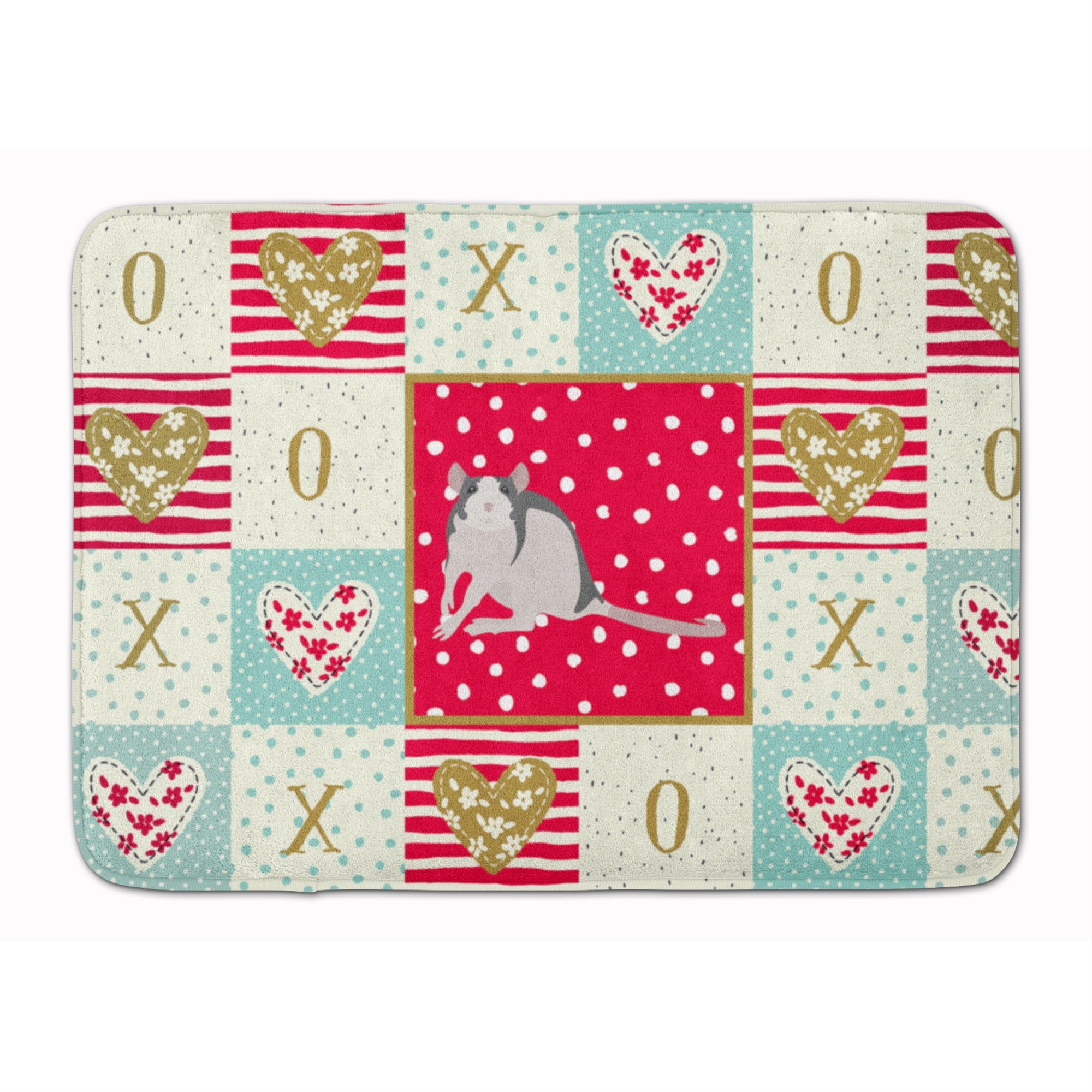 Caroline'S Treasures Husky Rat Love Machine Washable Memory Foam Mat Doormats, Multicolor