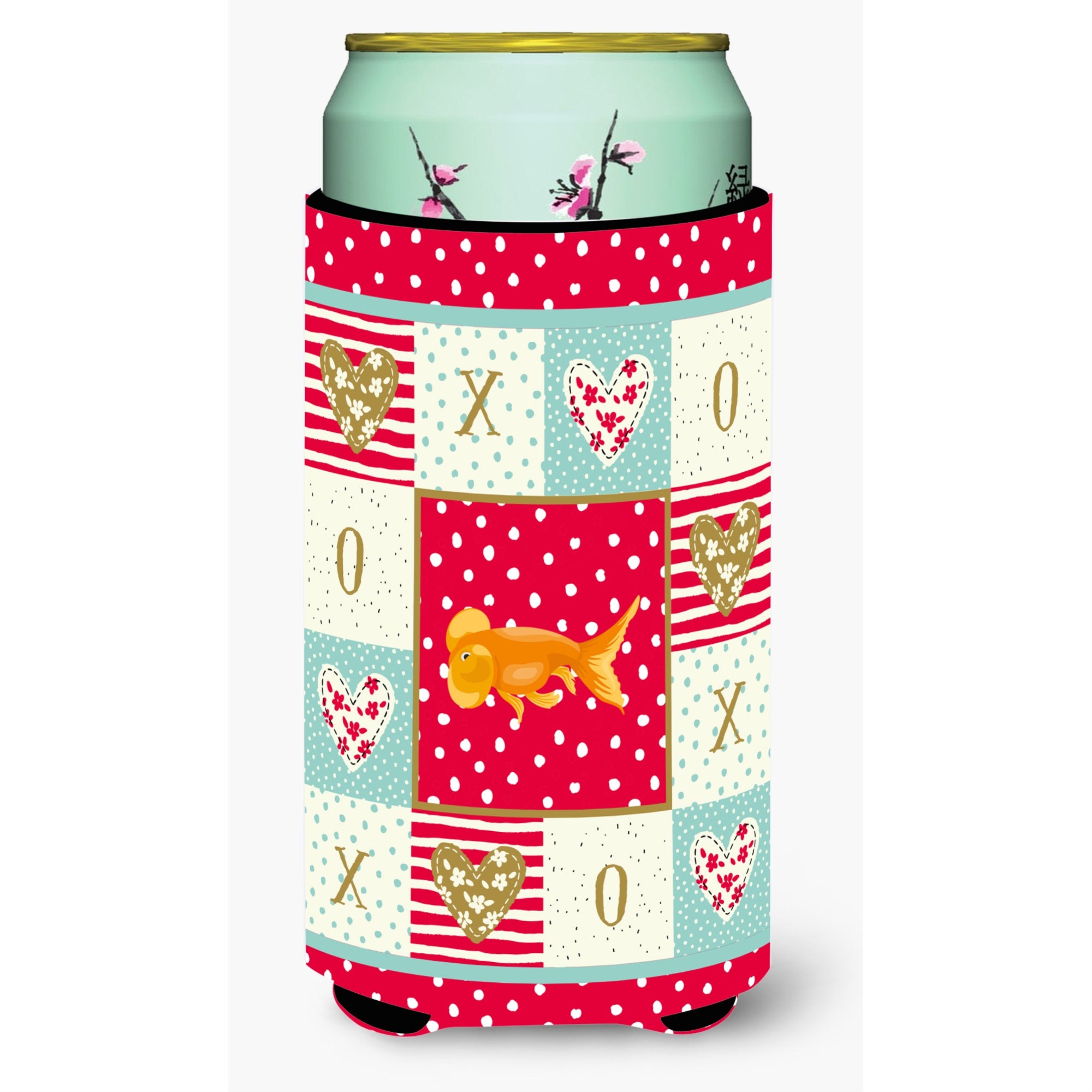 Caroline'S Treasures Ck5470Tbc Bubble Eyed Goldfish Love Tall Boy Hugger Cold-Beverage-Koozies, Multicolor