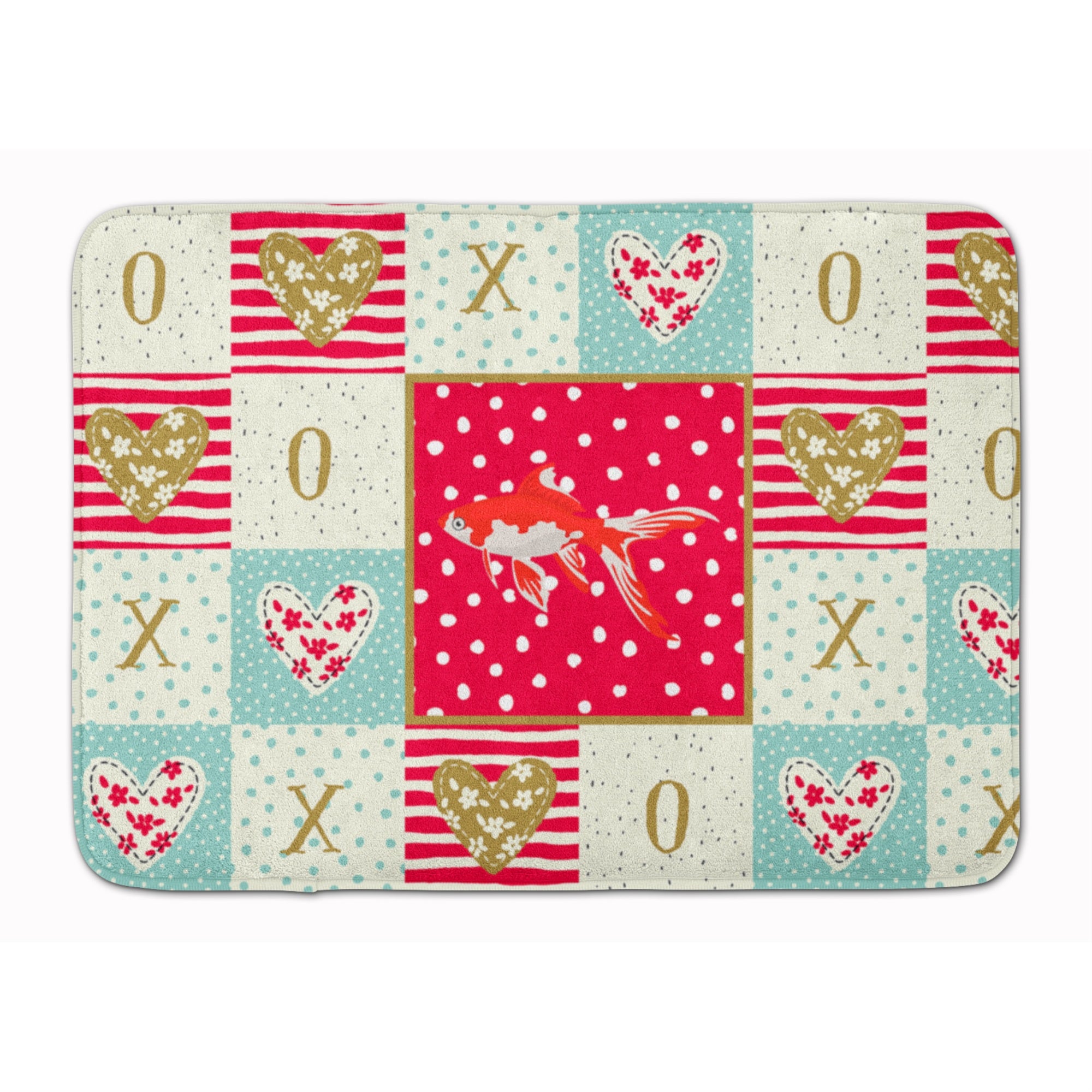 Caroline'S Treasures Comet Goldfish Love Machine Washable Memory Foam Mat Doormats, Multicolor