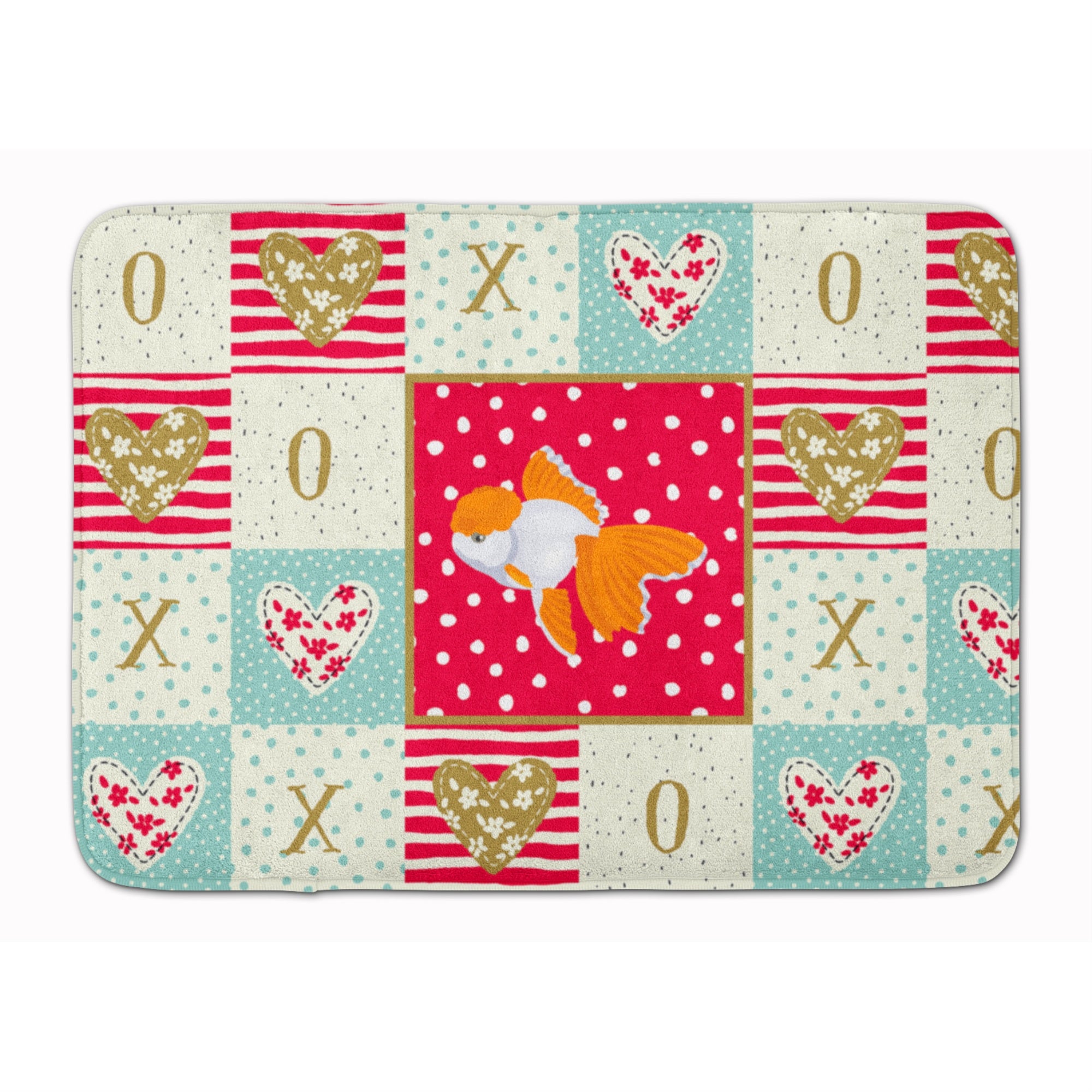 Caroline'S Treasures Oranda Red Cap Goldfish Love Machine Washable Memory Foam Mat Doormats, Multicolor