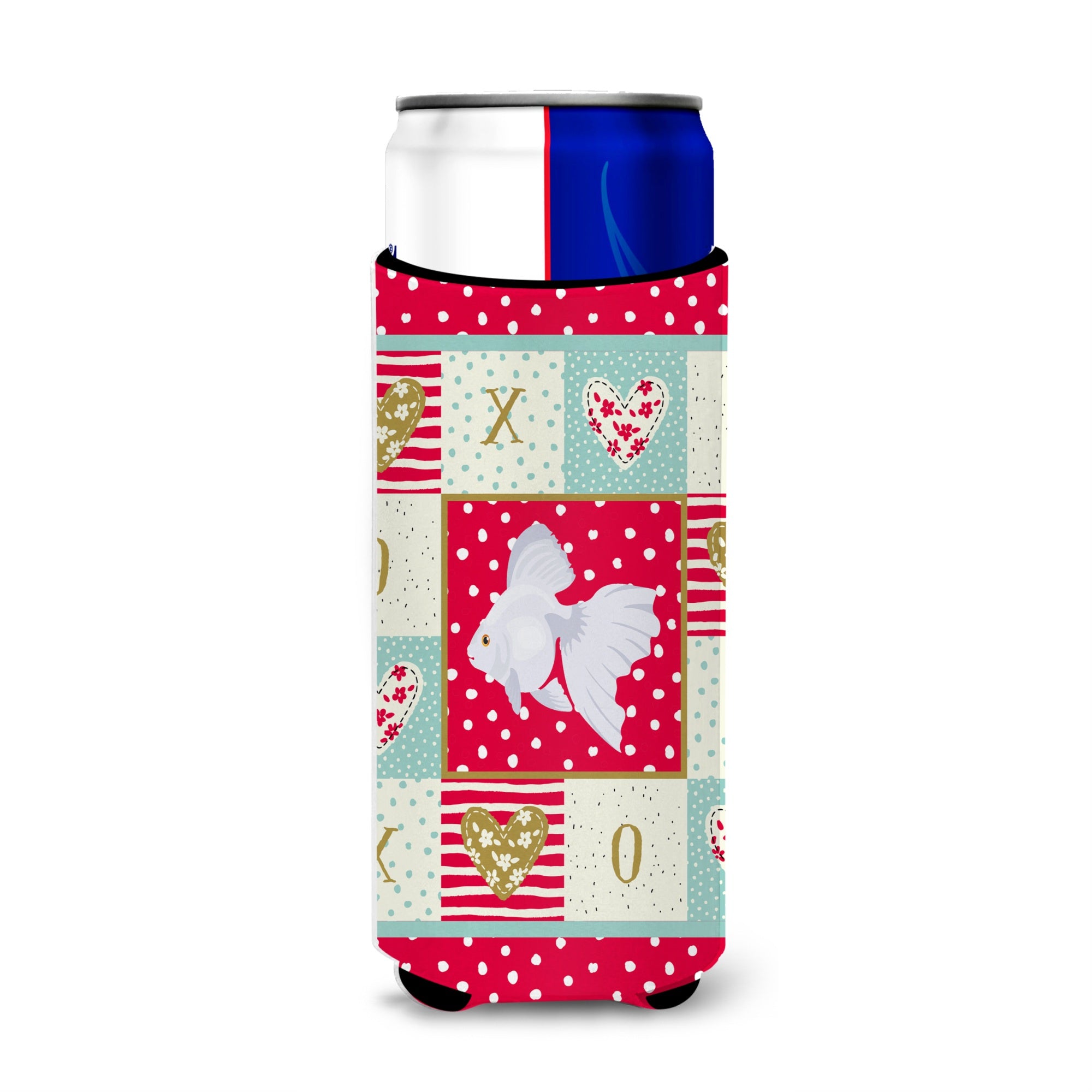 Caroline'S Treasures Ck5477Muk Ryukin Goldfish Love Ultra Hugger For Slim Cans Cold-Beverage-Koozies, Multicolor