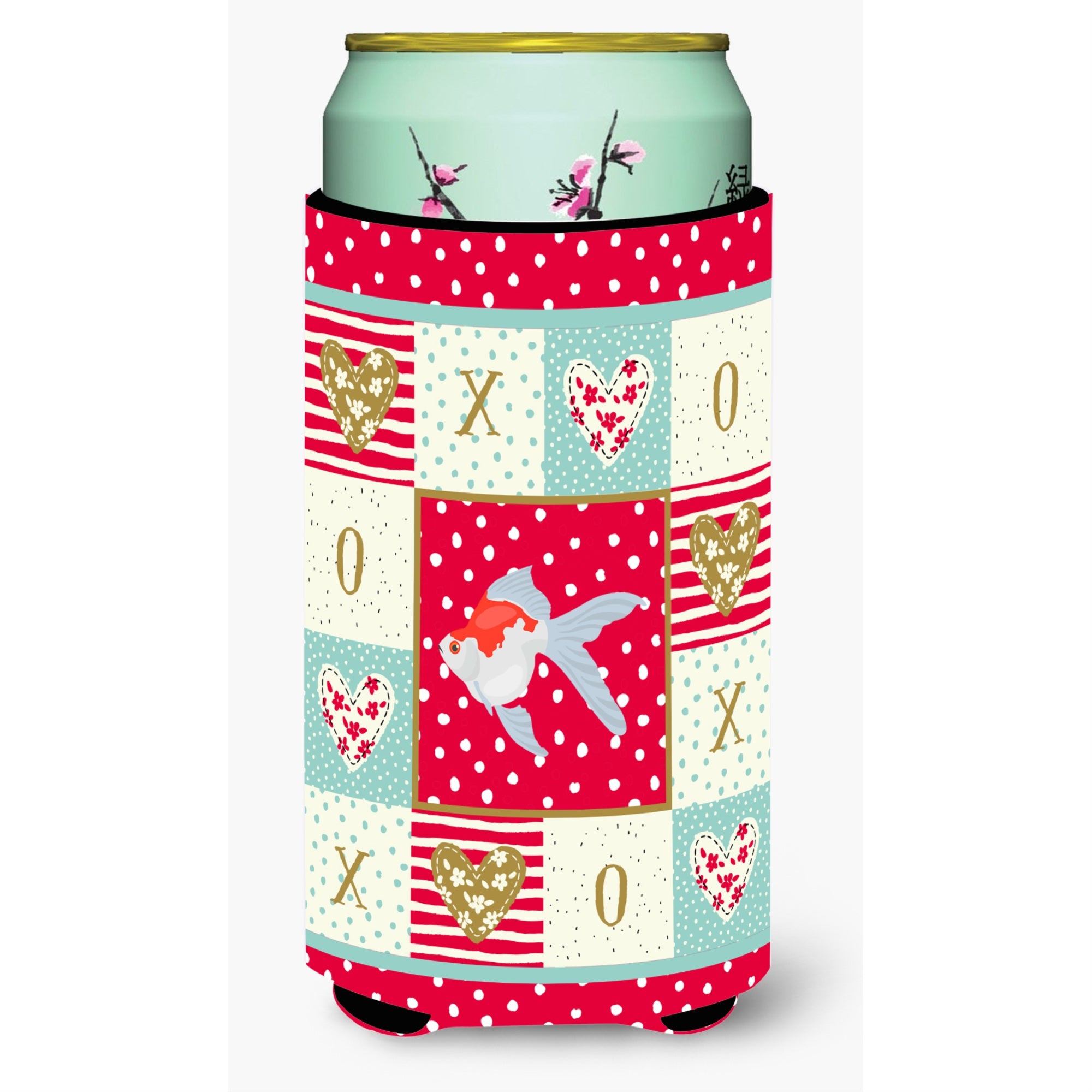 Caroline'S Treasures Ck5479Tbc Tamasaba Goldfish Love Tall Boy Hugger Cold-Beverage-Koozies, Multicolor