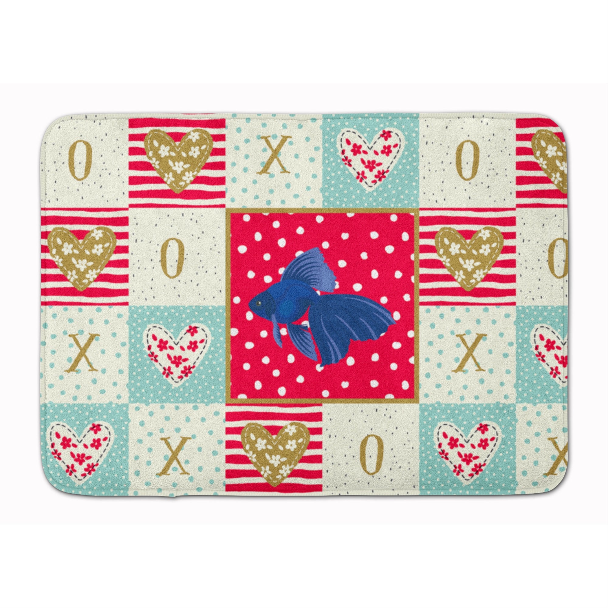 Caroline'S Treasures Veiltail Goldfish Love Machine Washable Memory Foam Mat Doormats, Multicolor
