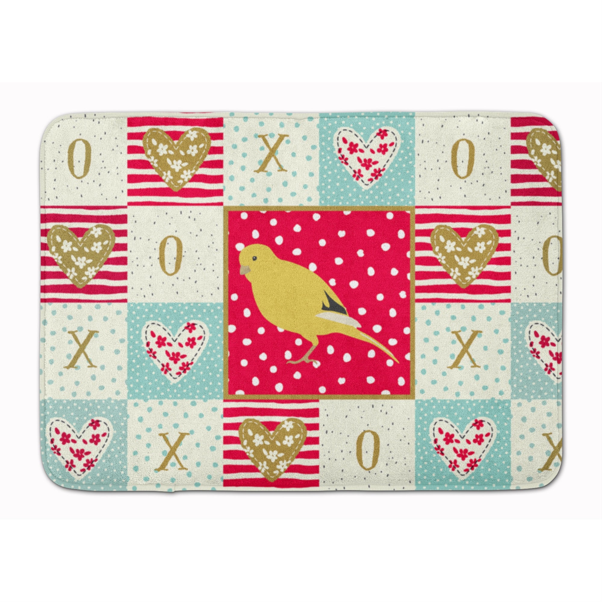 Caroline'S Treasures Border Canary Love Machine Washable Memory Foam Mat Doormats, Multicolor
