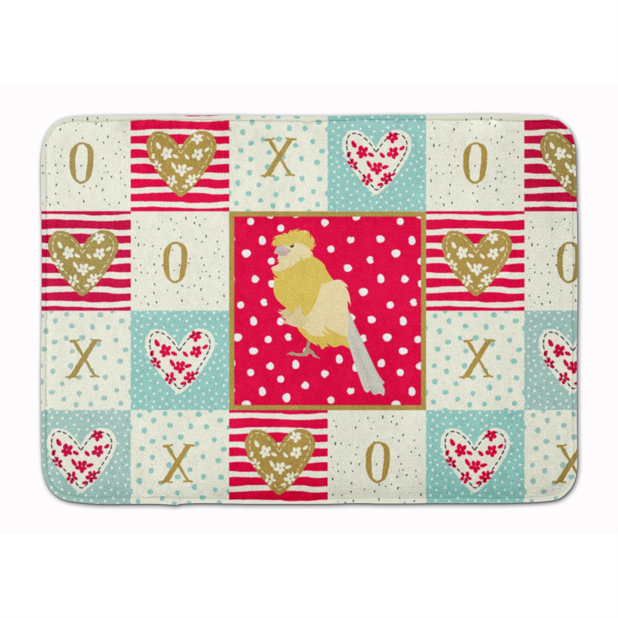 Caroline'S Treasures French Curly Canary Love Machine Washable Memory Foam Mat Doormats, Multicolor