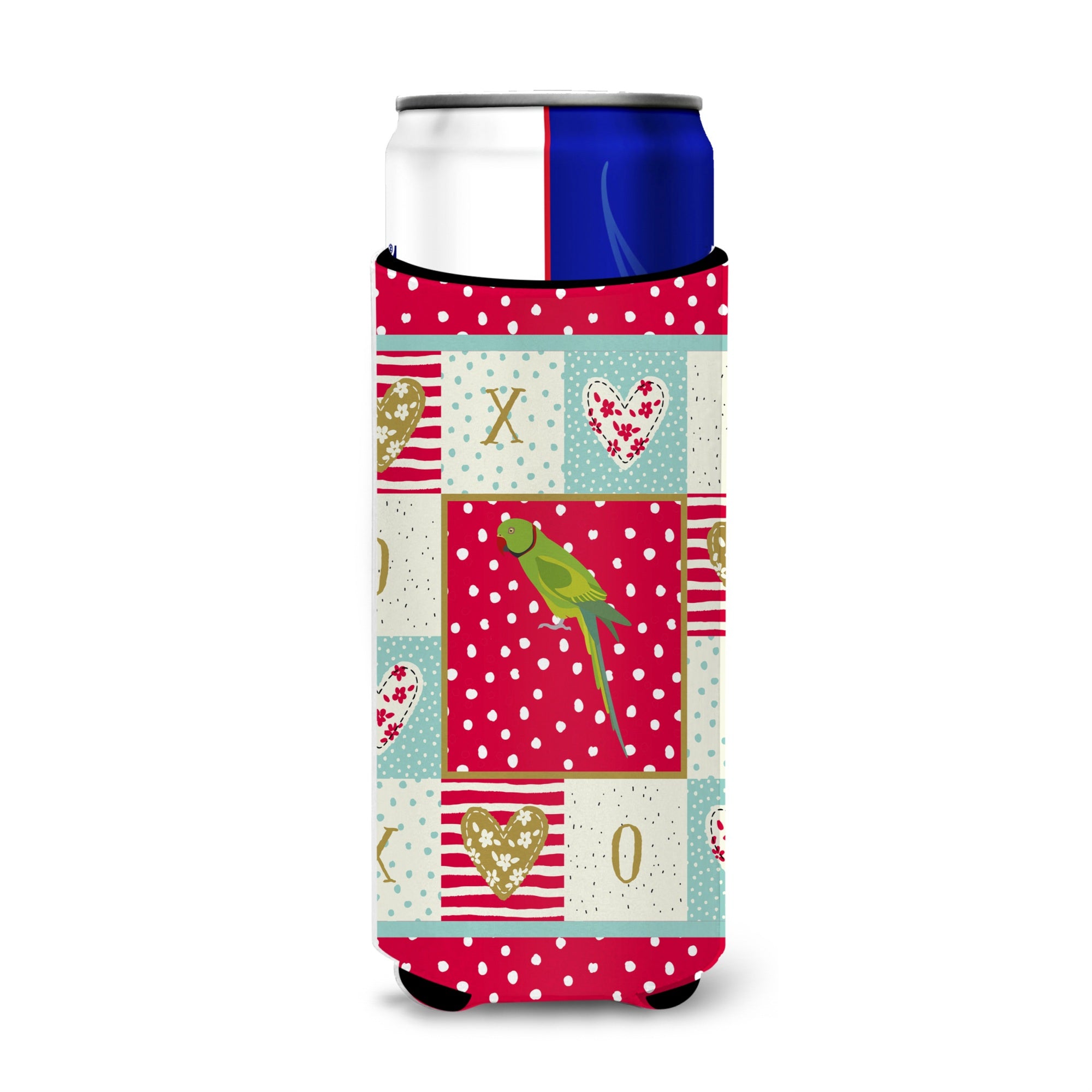 Caroline'S Treasures Ck5525Muk Ring-Necked Parakeet Love Ultra Hugger For Slim Cans Cold-Beverage-Koozies, Multicolor