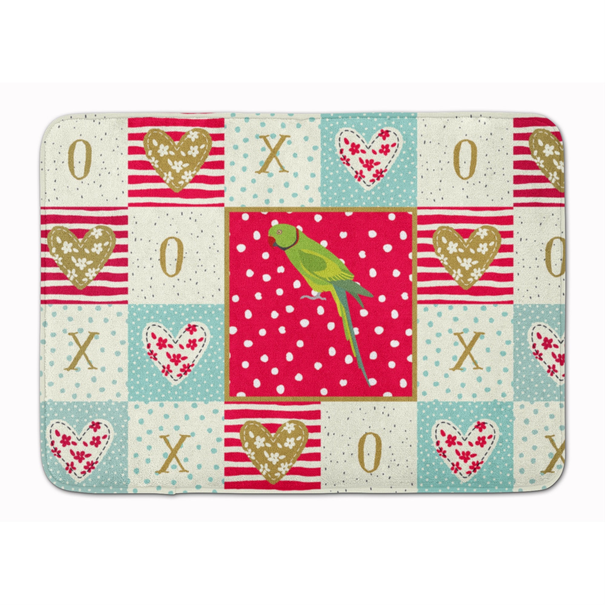 Caroline'S Treasures Ring-Necked Parakeet Love Machine Washable Memory Foam Mat Doormats, Multicolor