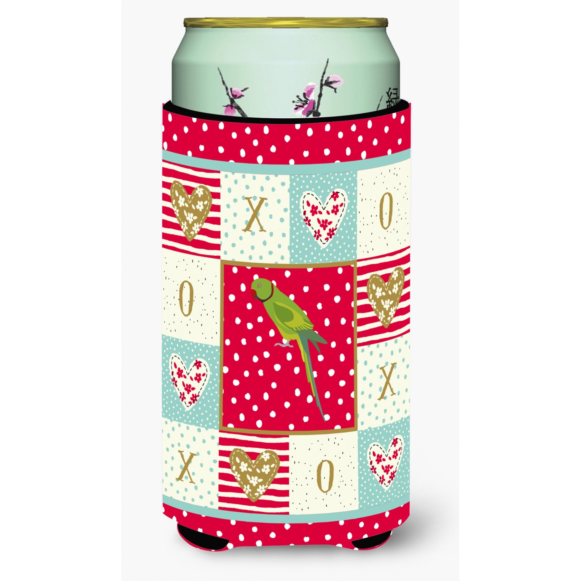 Caroline'S Treasures Ck5525Tbc Ring-Necked Parakeet Love Tall Boy Hugger Cold-Beverage-Koozies, Multicolor