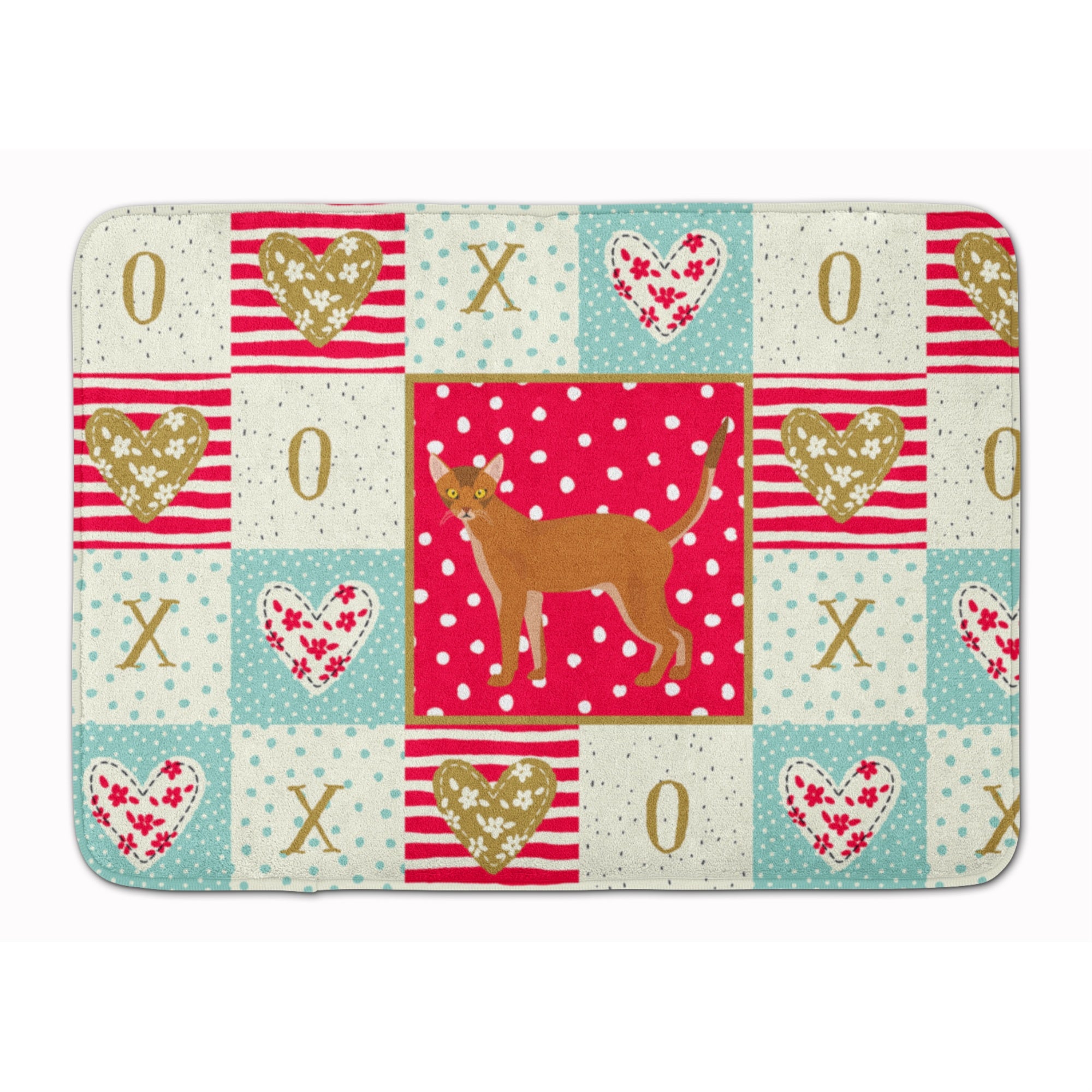 Caroline'S Treasures Red Abyssinian Cat Love Machine Washable Memory Foam Mat Doormats, Multicolor