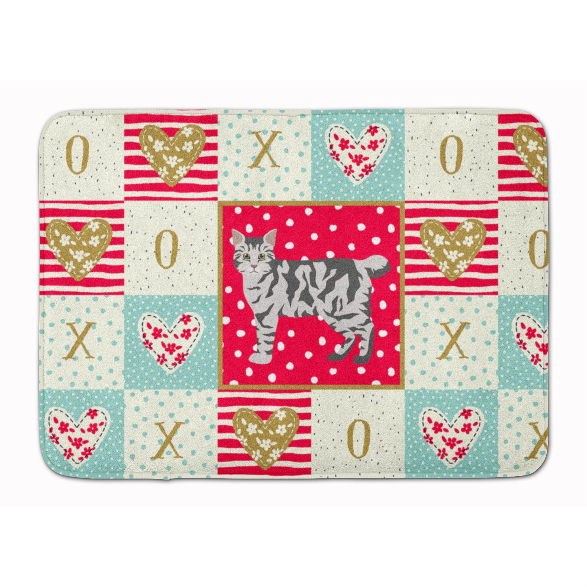 Caroline'S Treasures American Bobtail #1 Cat Love Machine Washable Memory Foam Mat Doormats, Multicolor